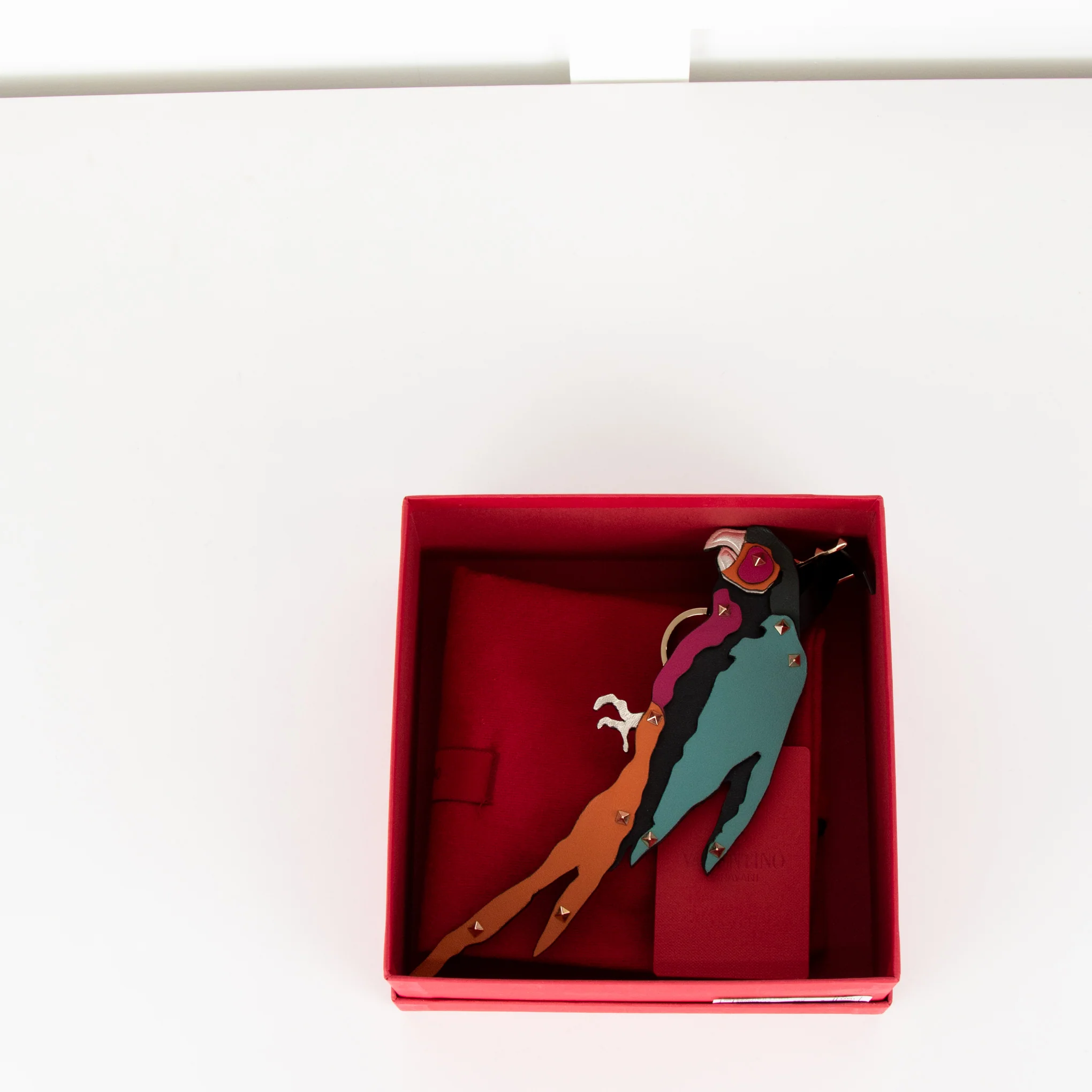 Valentino Garavani Multicolour Leather Rockstud Parrot Bag Charm - Image 5