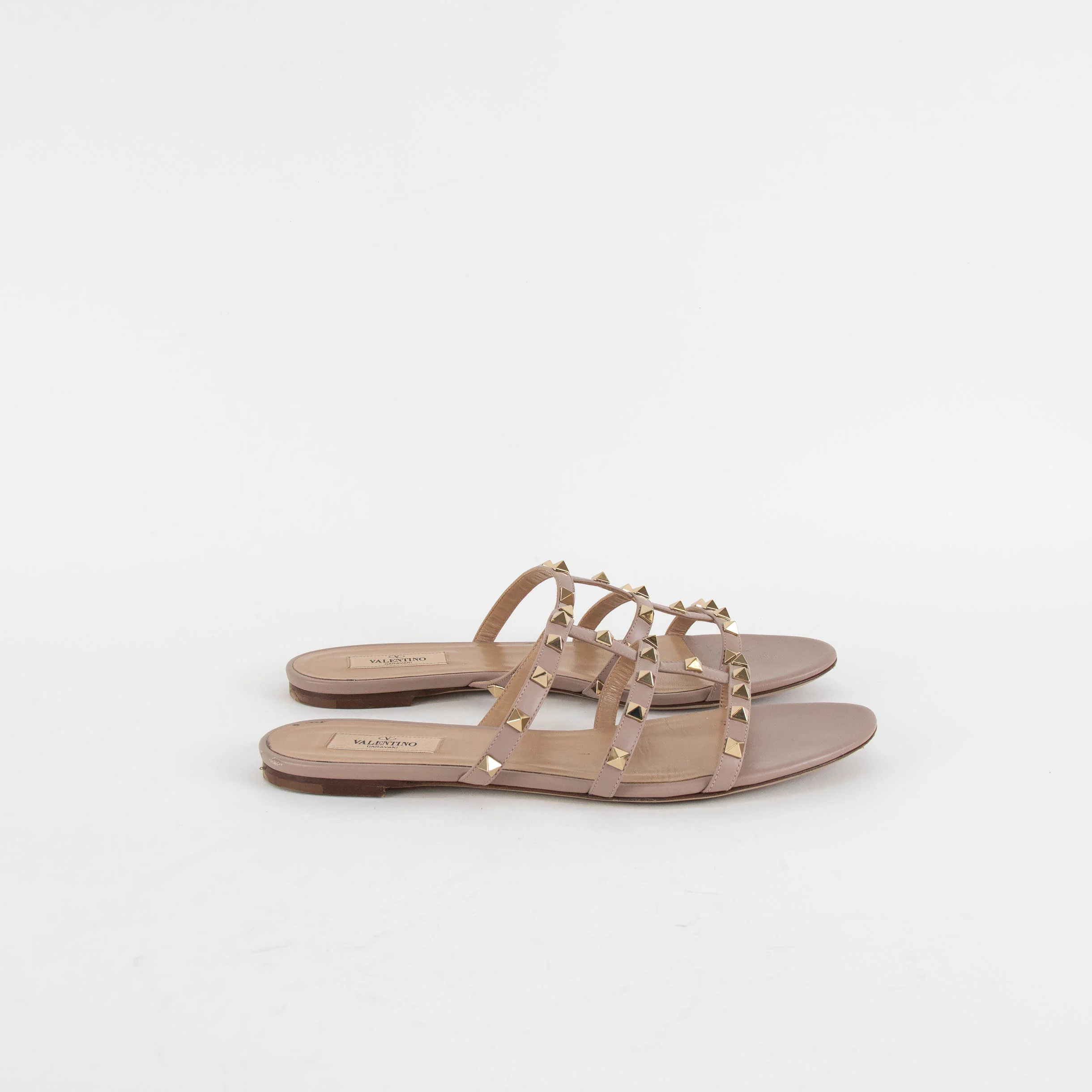 Valentino Garavani Nude Rockstud Flat Sandals - Image 7