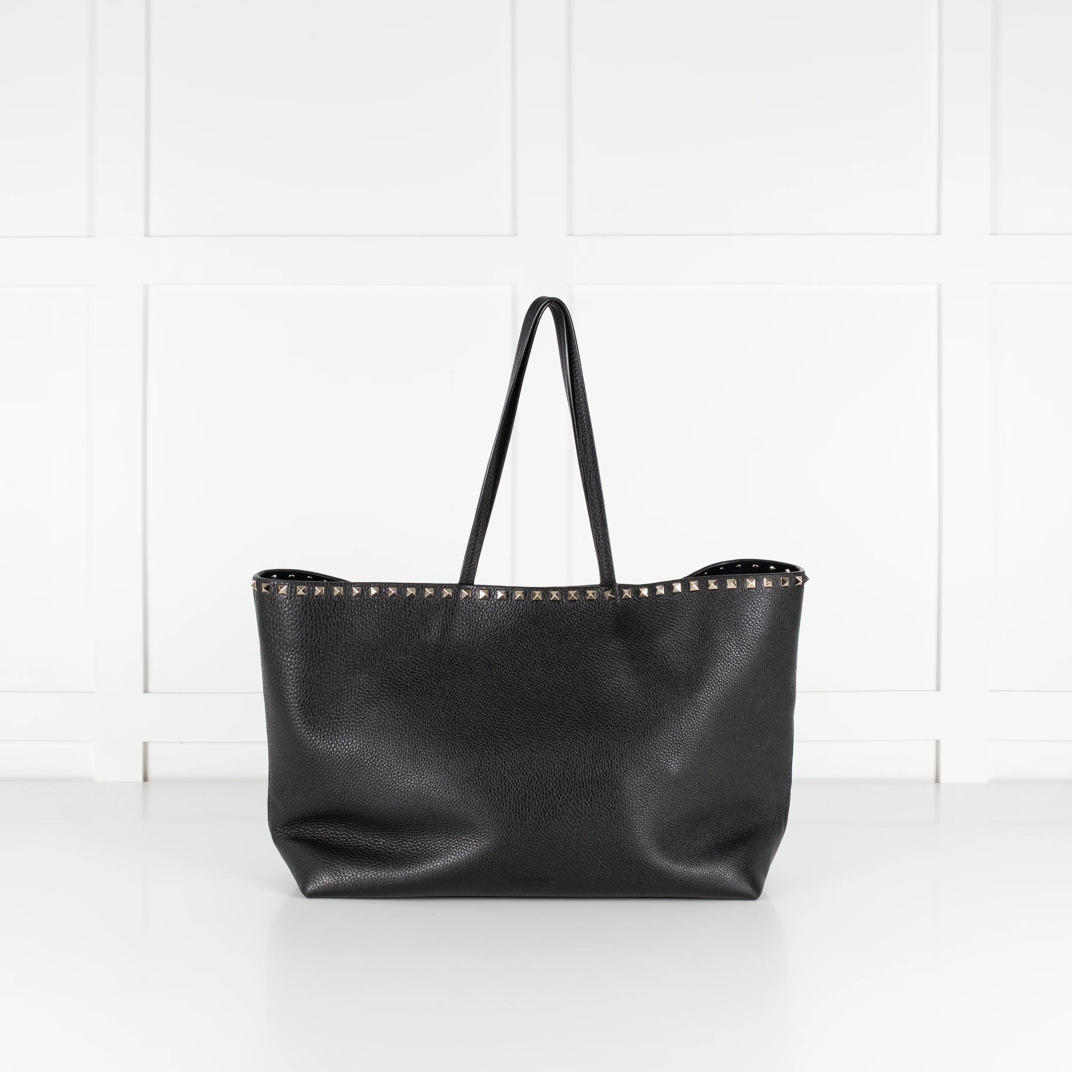 Valentino Garavani Rockstud Black Calf Leather Tote Bag - Image 4