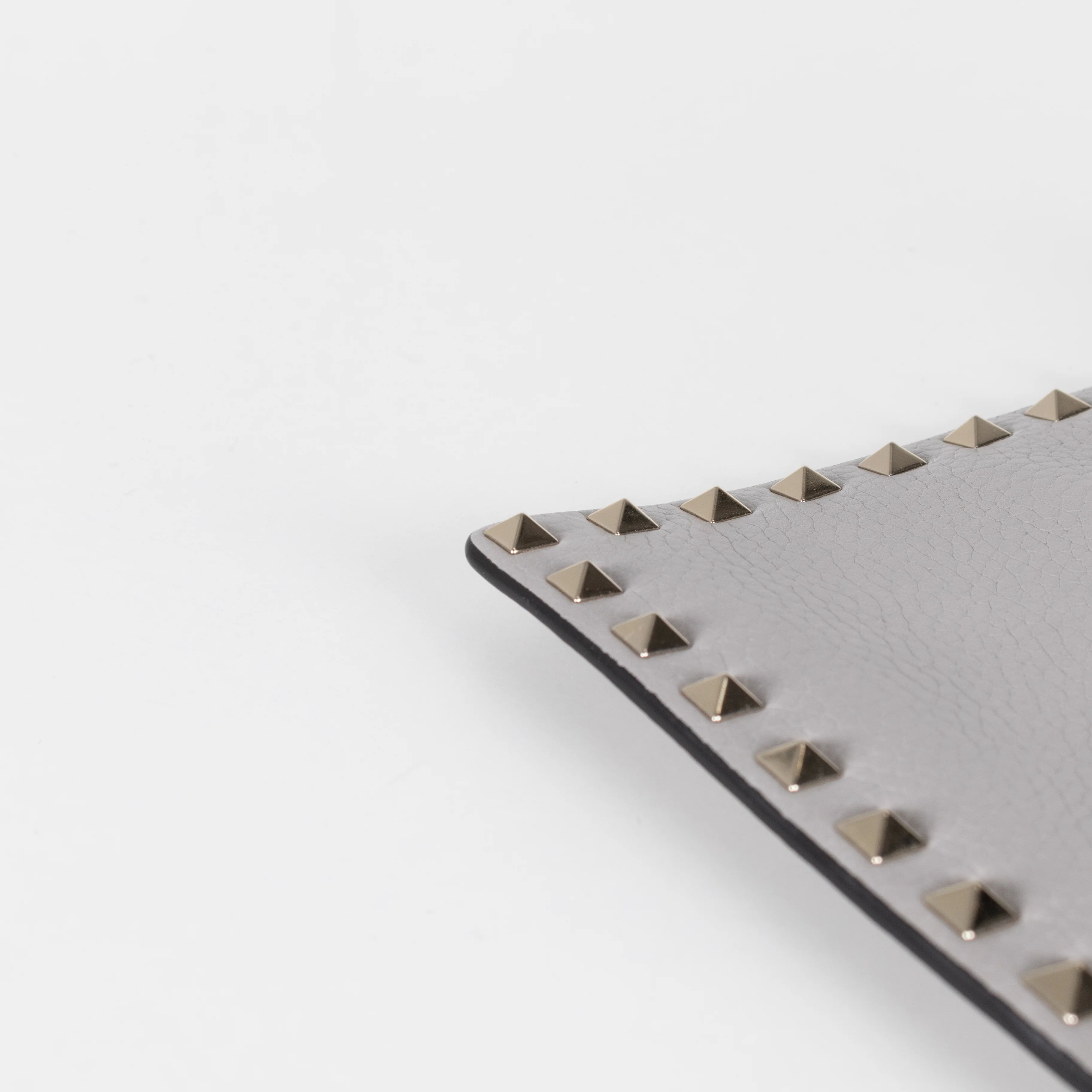 Valentino Grey Grained Leather Rockstud Envelope Clutch - Image 9