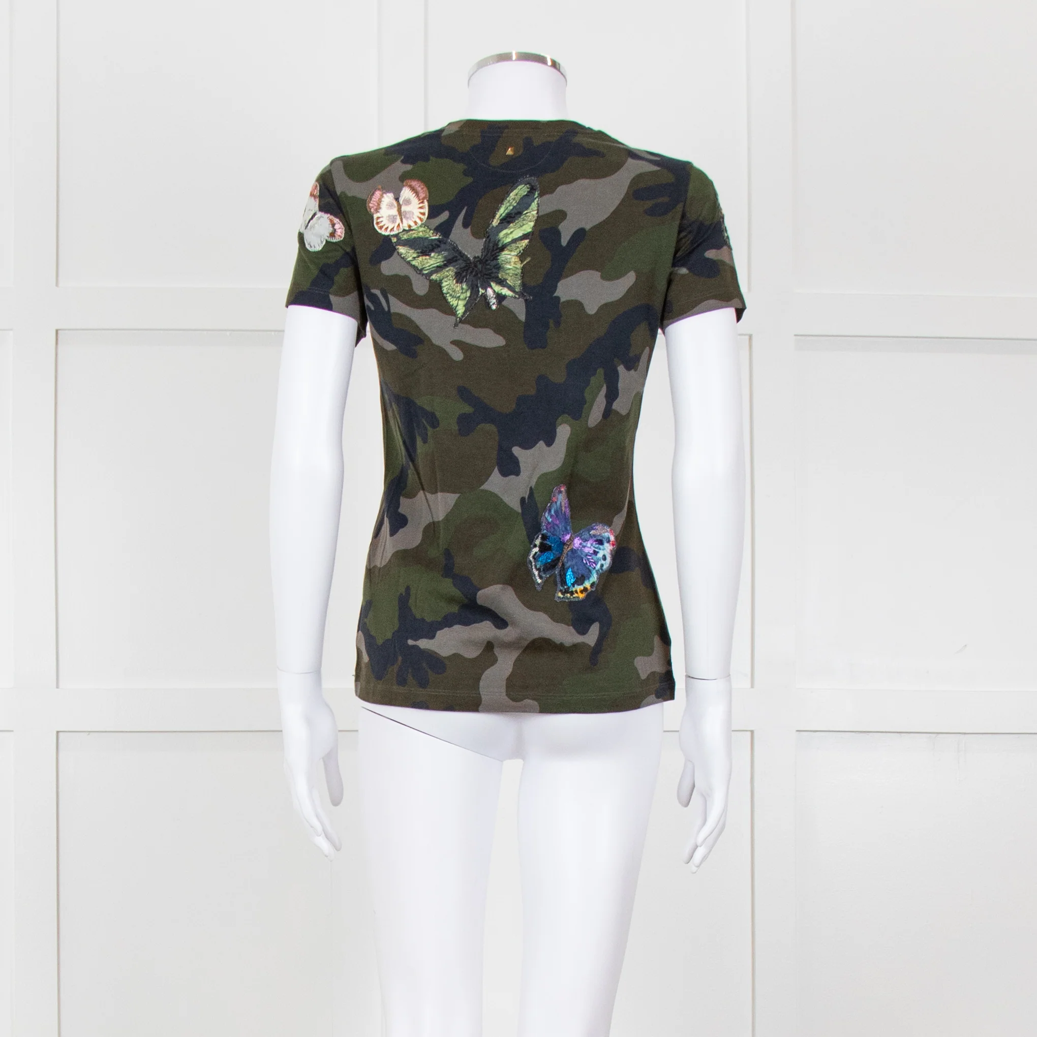 Valentino Khaki Camouflage Embellished T-Shirt - Image 5