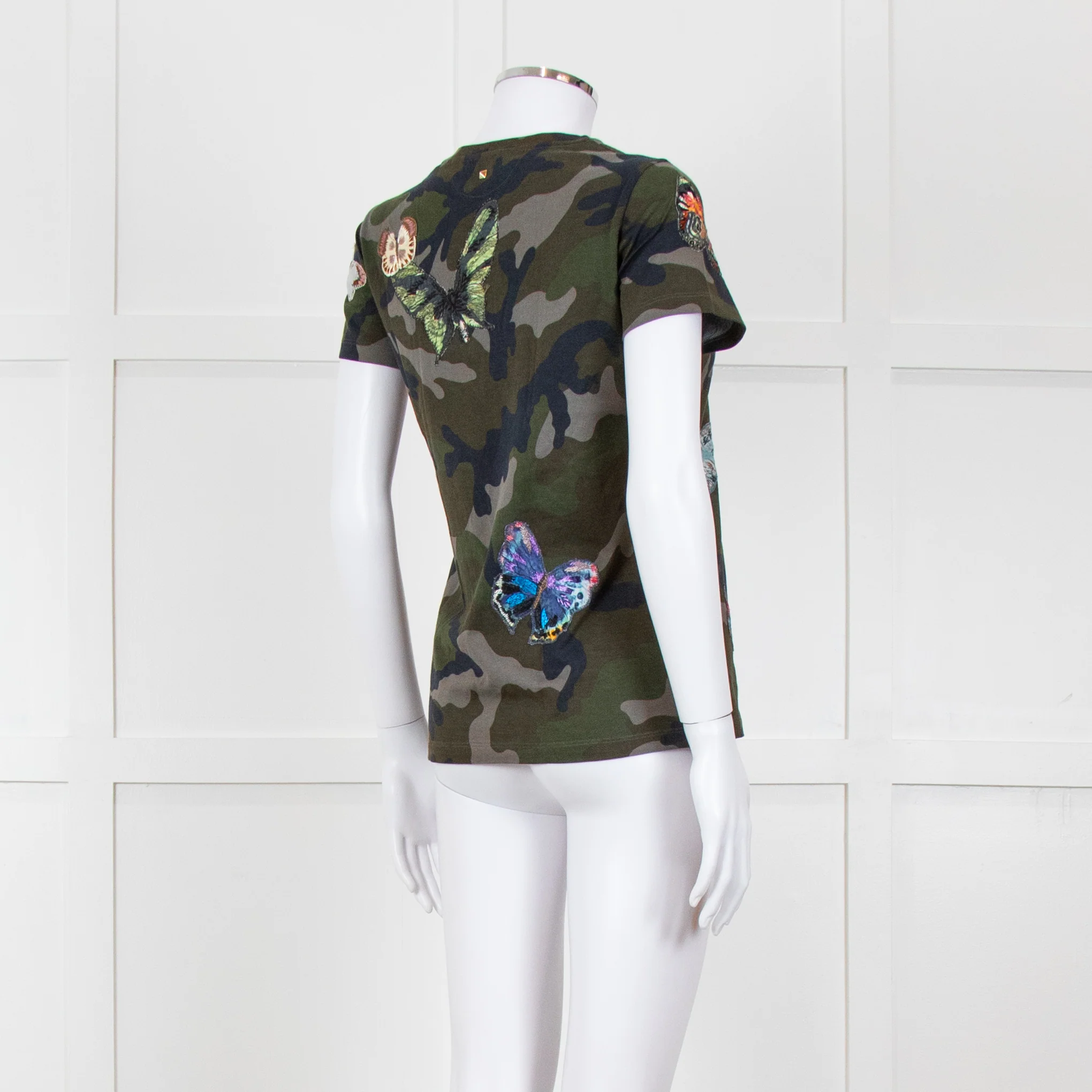 Valentino Khaki Camouflage Embellished T-Shirt - Image 6