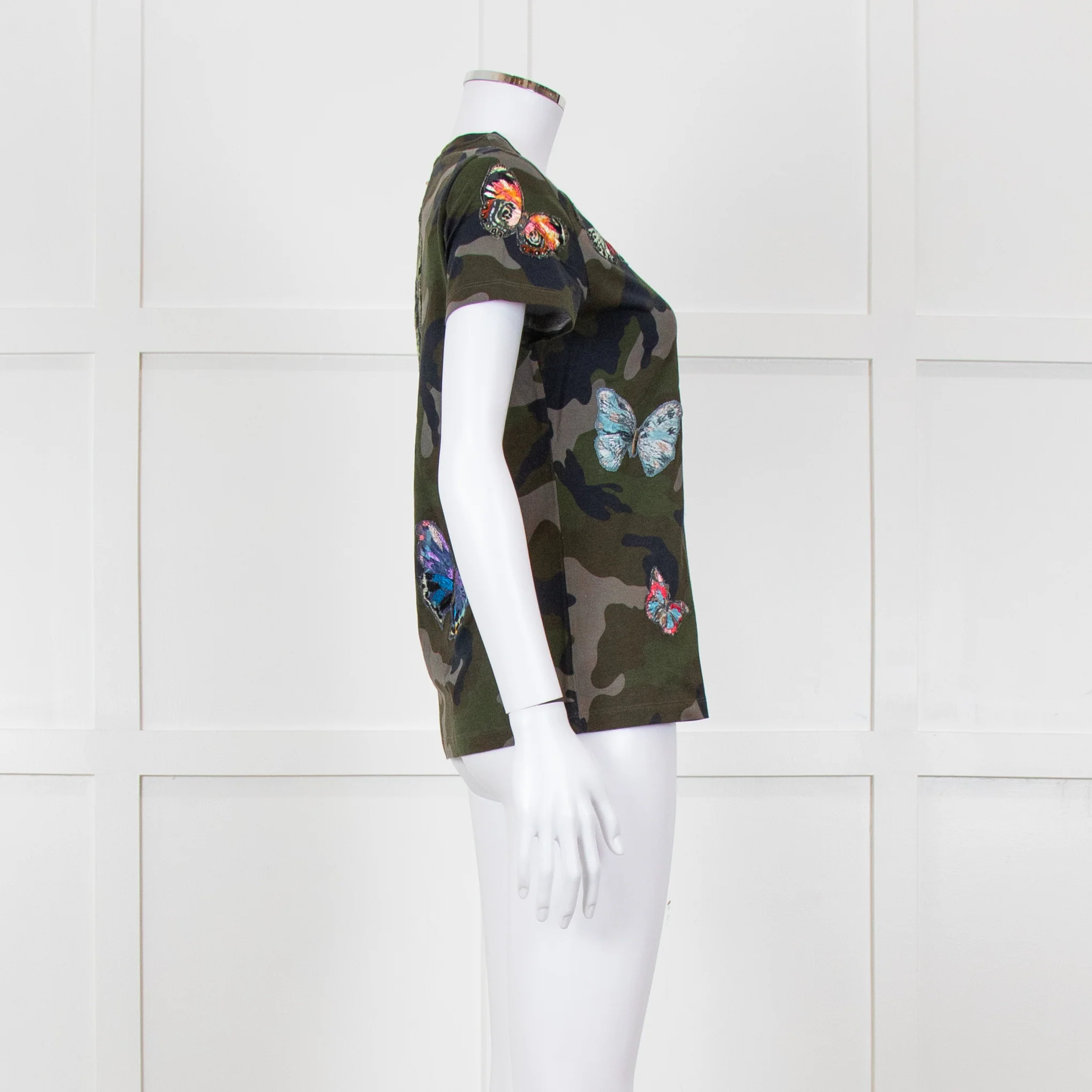 Valentino Khaki Camouflage Embellished T-Shirt - Image 7