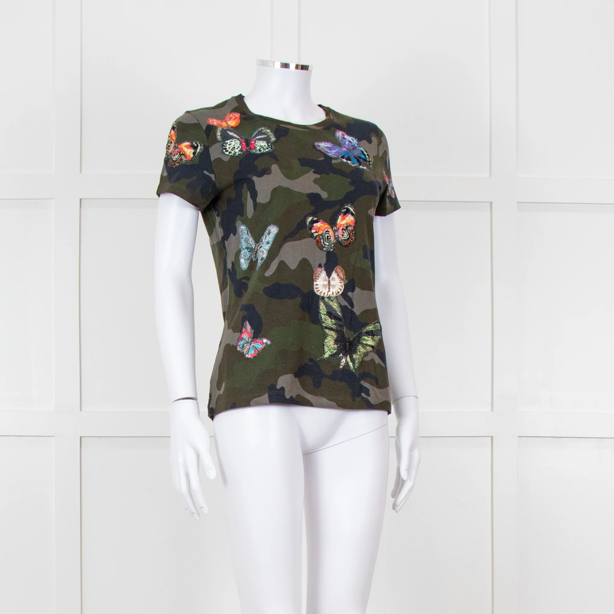 Valentino Khaki Camouflage Embellished T-Shirt - Image 8