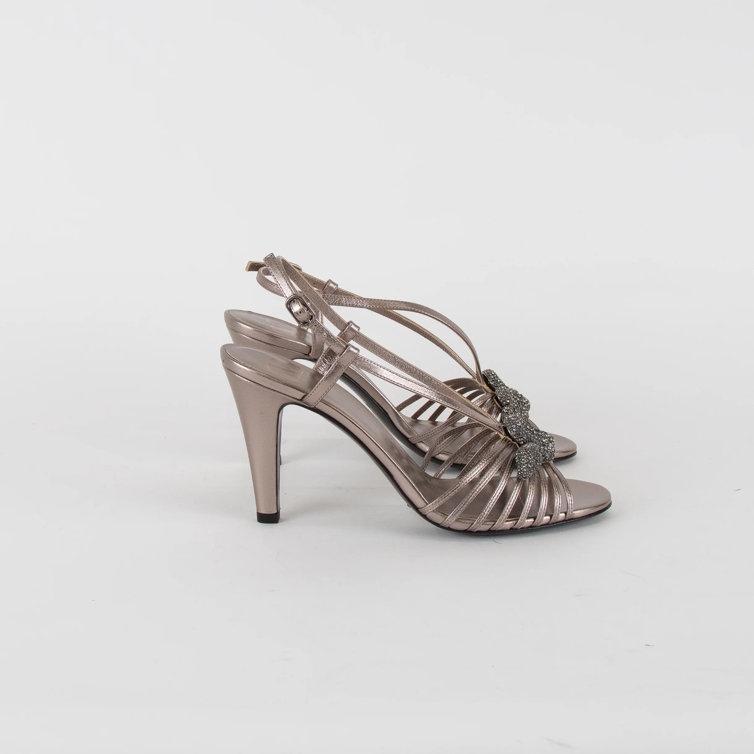 Valentino Metallic Bronze Snake Heeled Sandals - Image 6
