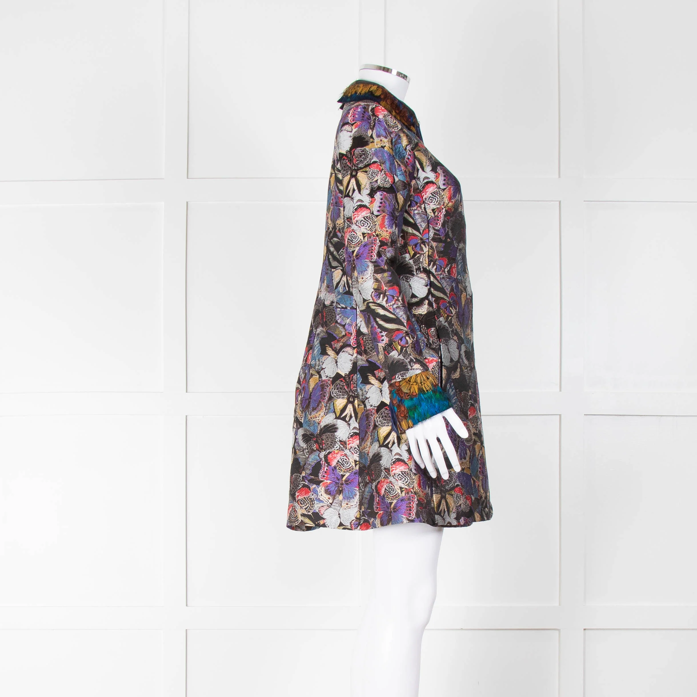 Valentino Multicolour Butterfly Print Brocade Dress - Image 2