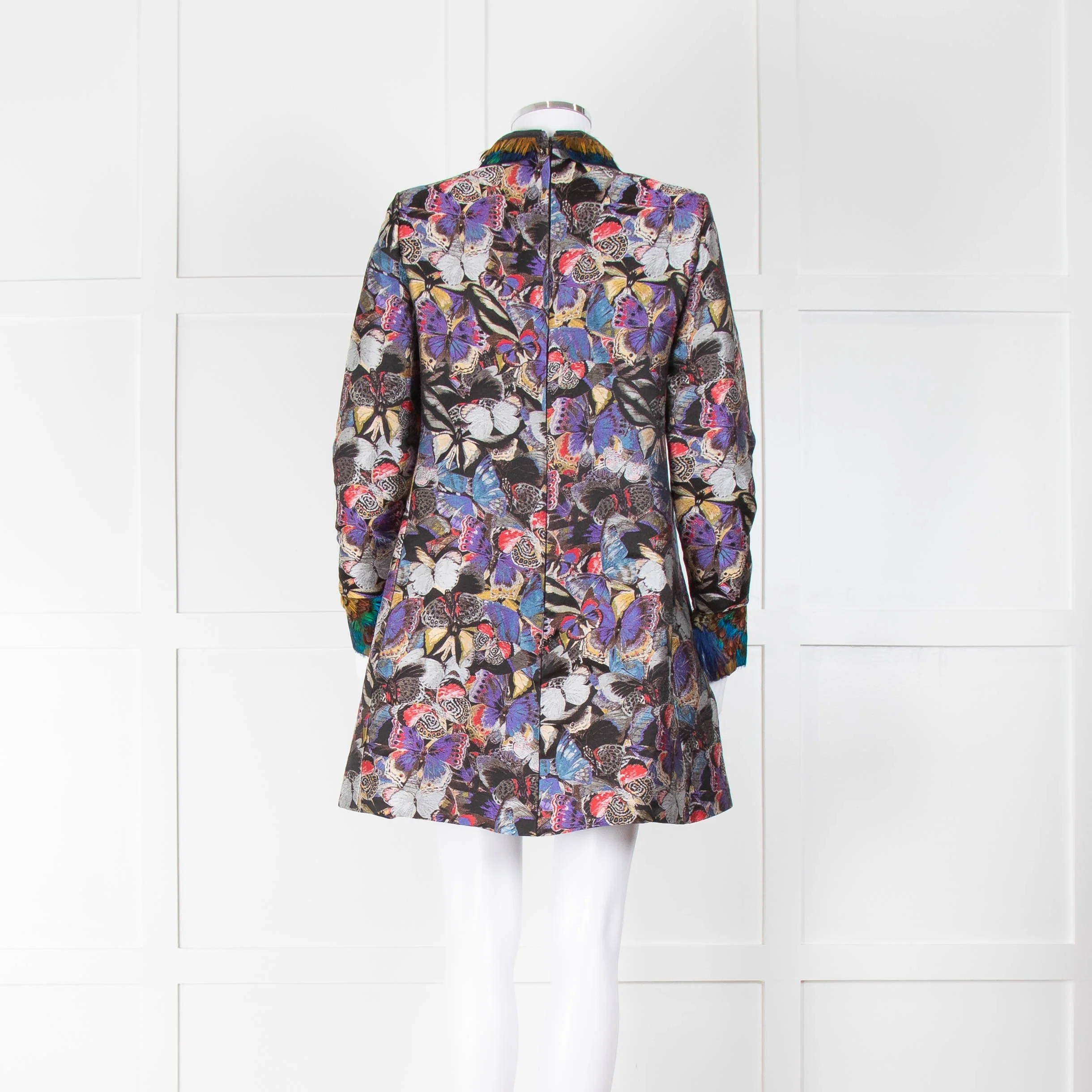 Valentino Multicolour Butterfly Print Brocade Dress - Image 3