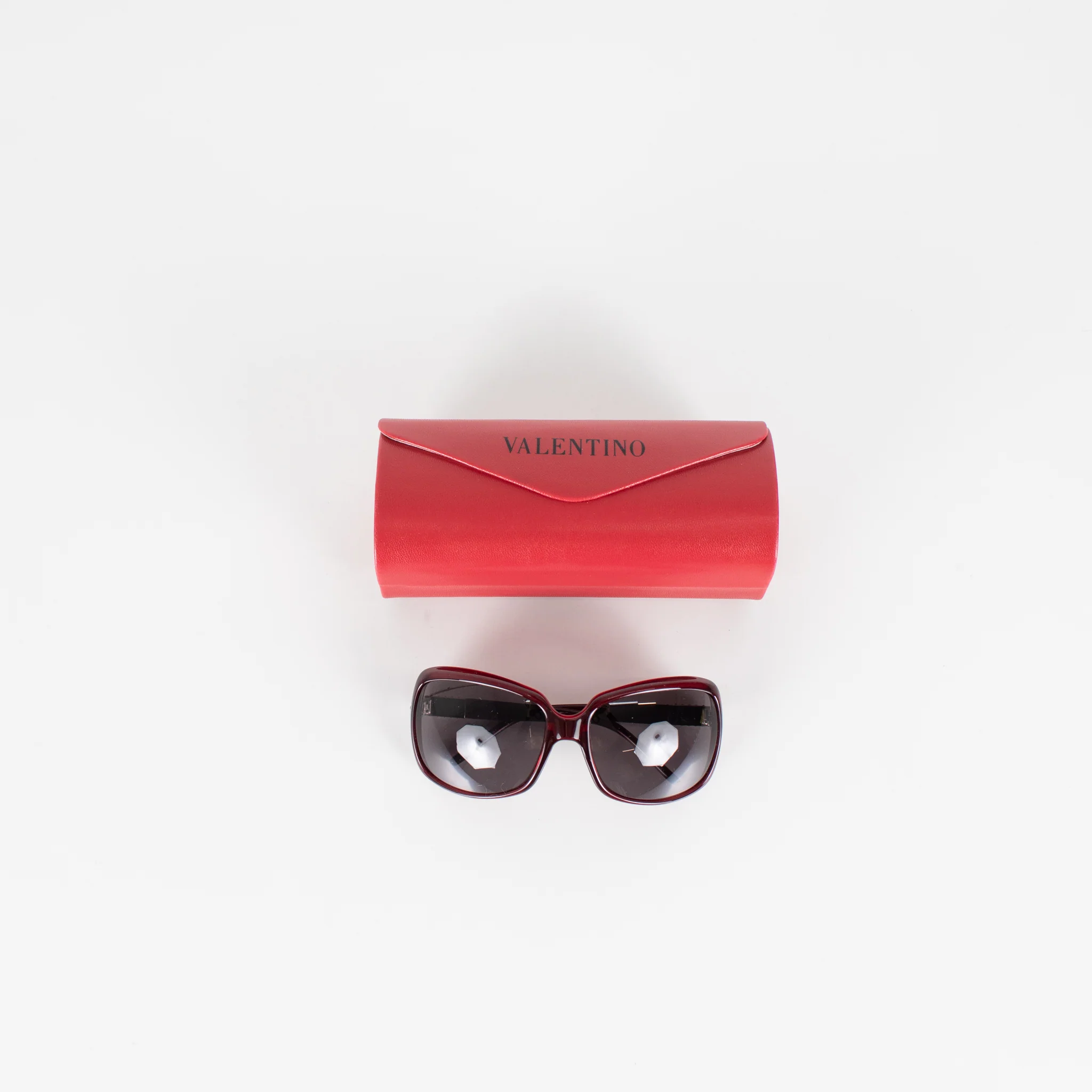 Valentino Red Sunglasses With Crystal Embellishments on Arms - Image 8
