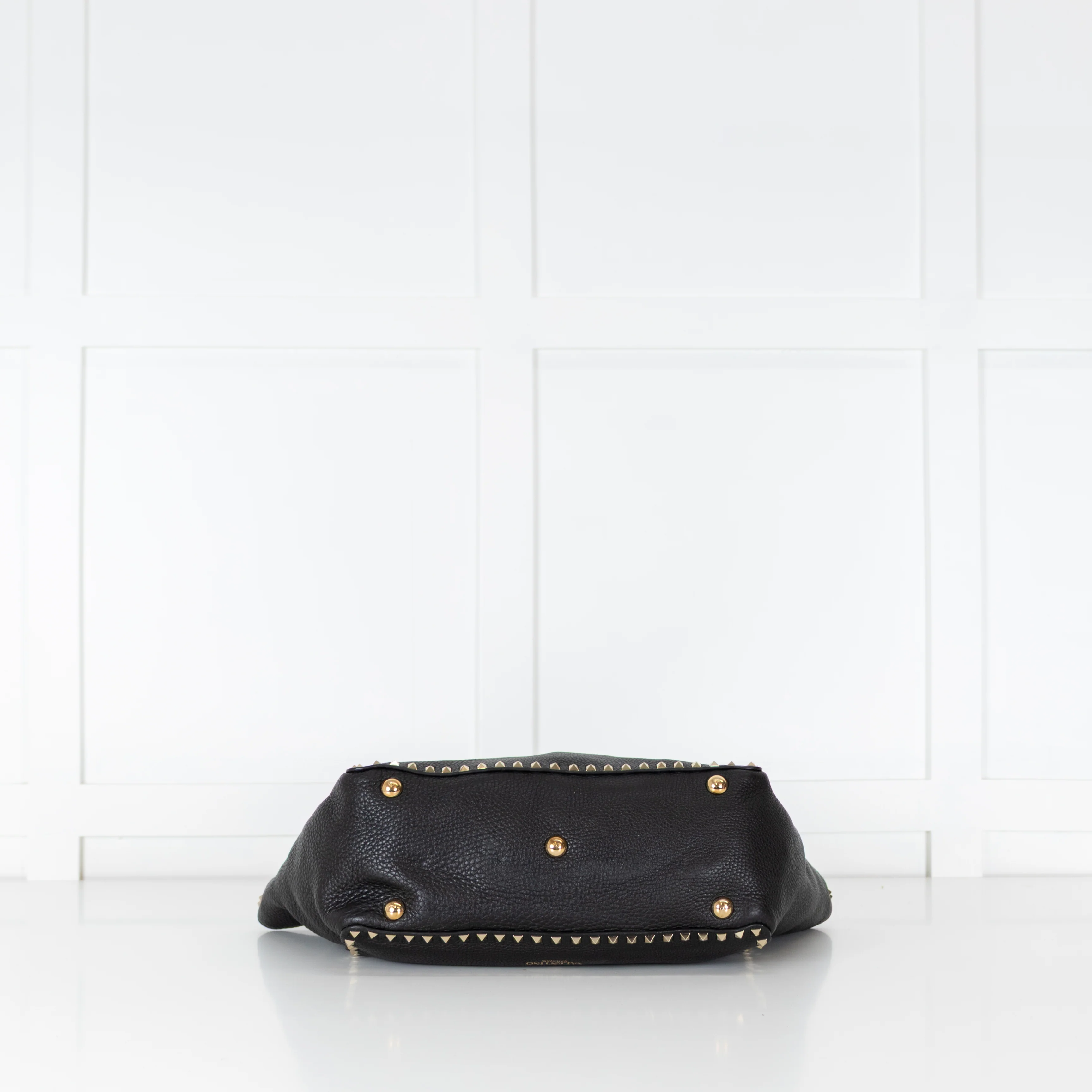 Valentino Black Grained Leather Rockstud Tote Bag - Image 9
