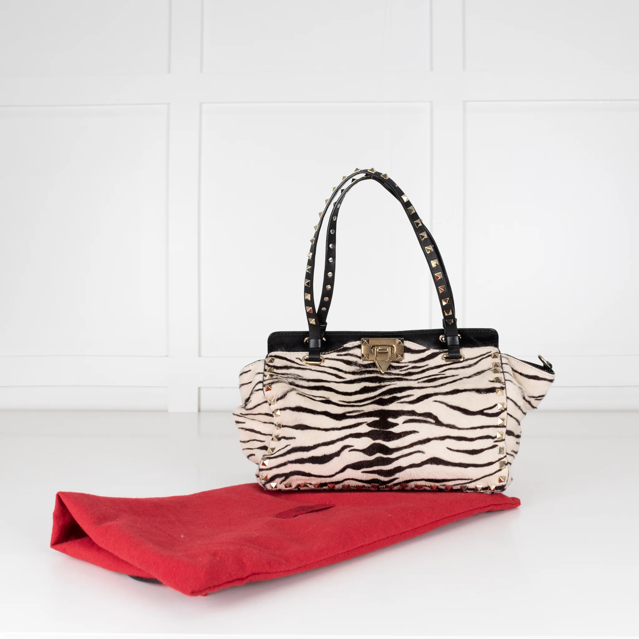 Valentino Rockstud Zebra Print Pony Skin Handbag - Image 2