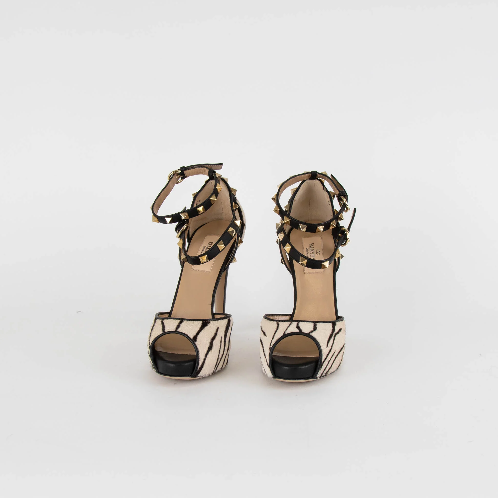 Valentino Rockstud Zebra Print Pony Skin Sandal - Image 3