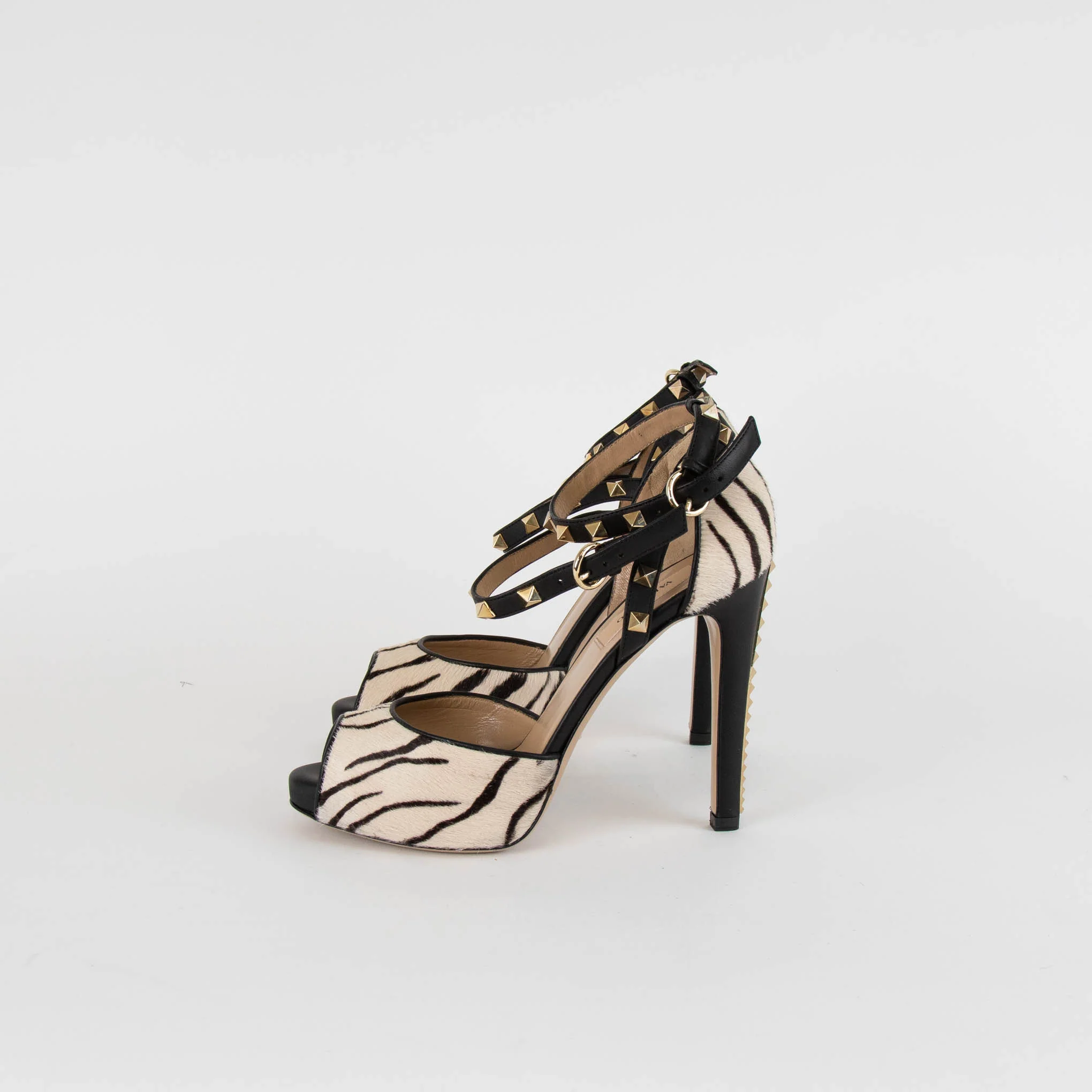 Valentino Rockstud Zebra Print Pony Skin Sandal - Image 4