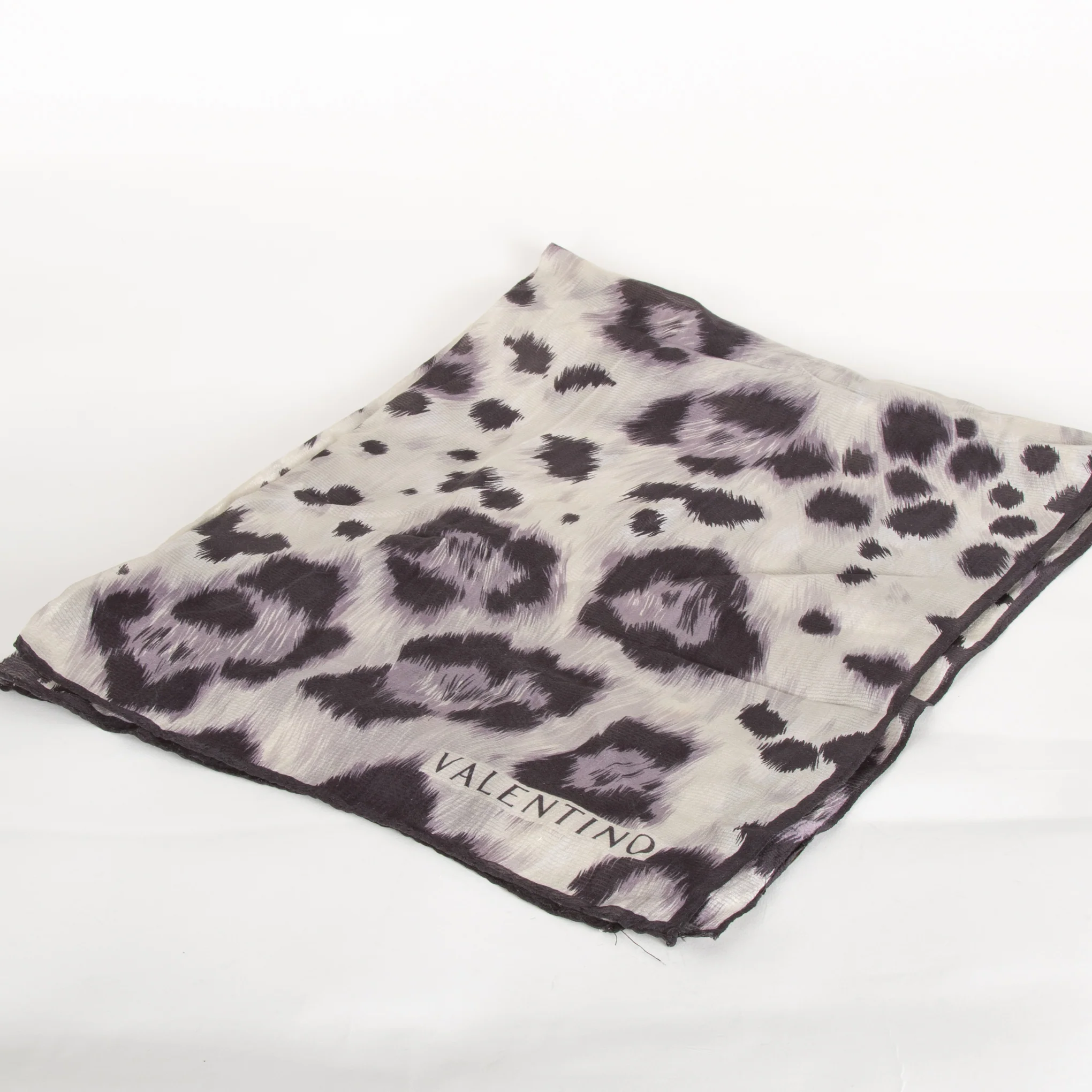 Valentino Sheer Grey and Purple Animal Print Scarf