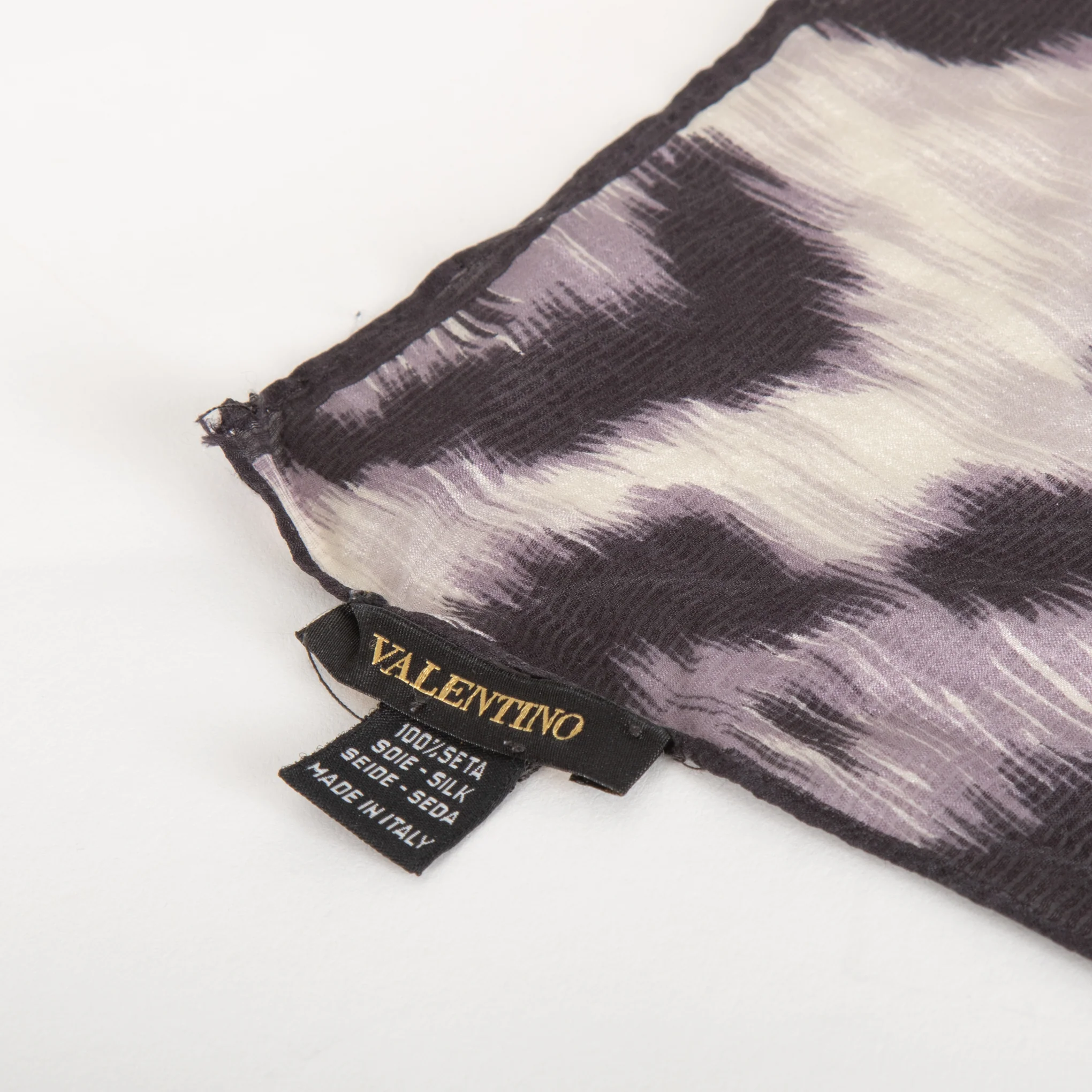 Valentino Sheer Grey and Purple Animal Print Scarf - Image 6