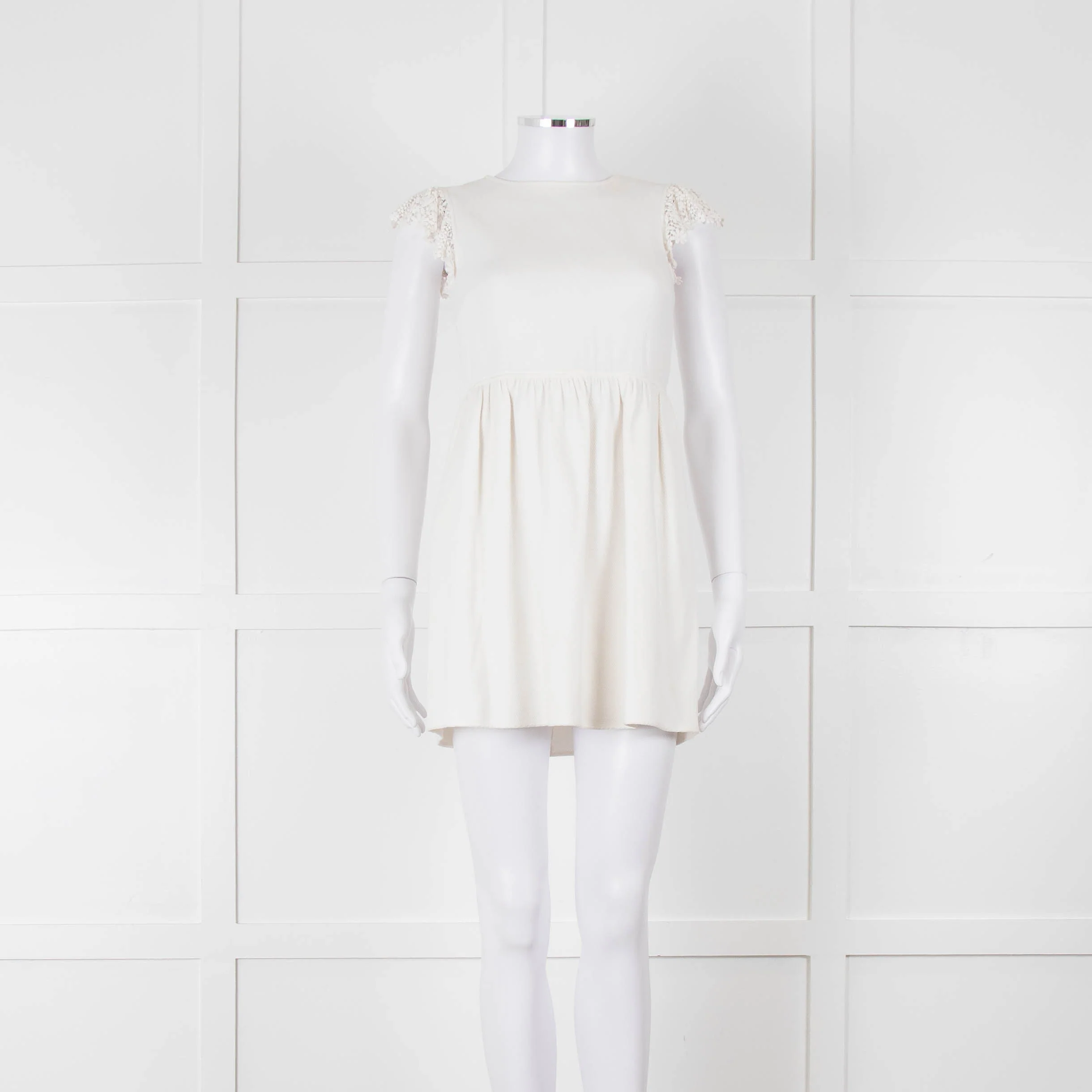 Valentino White Lace Sleeve Mini Dress