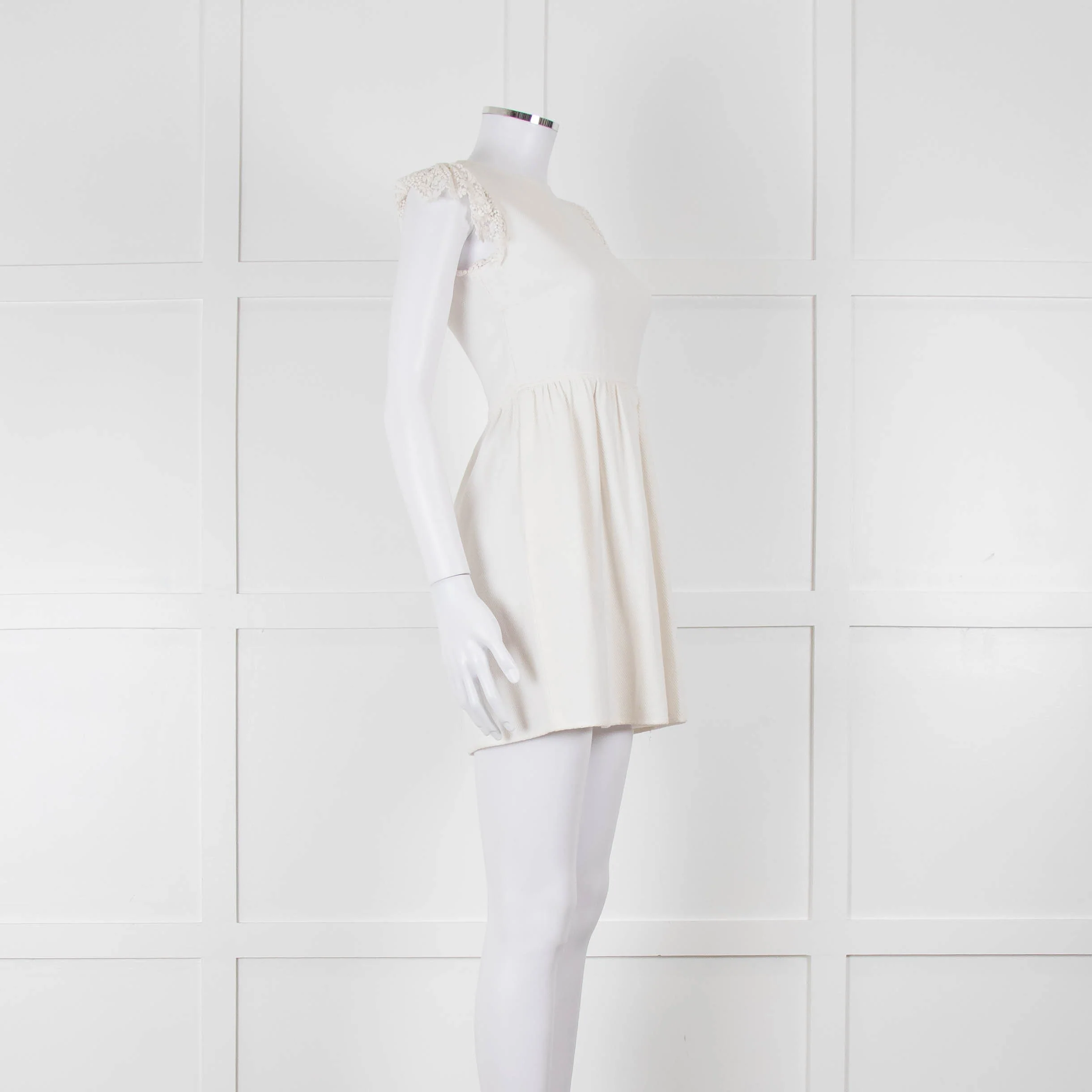 Valentino White Lace Sleeve Mini Dress - Image 2