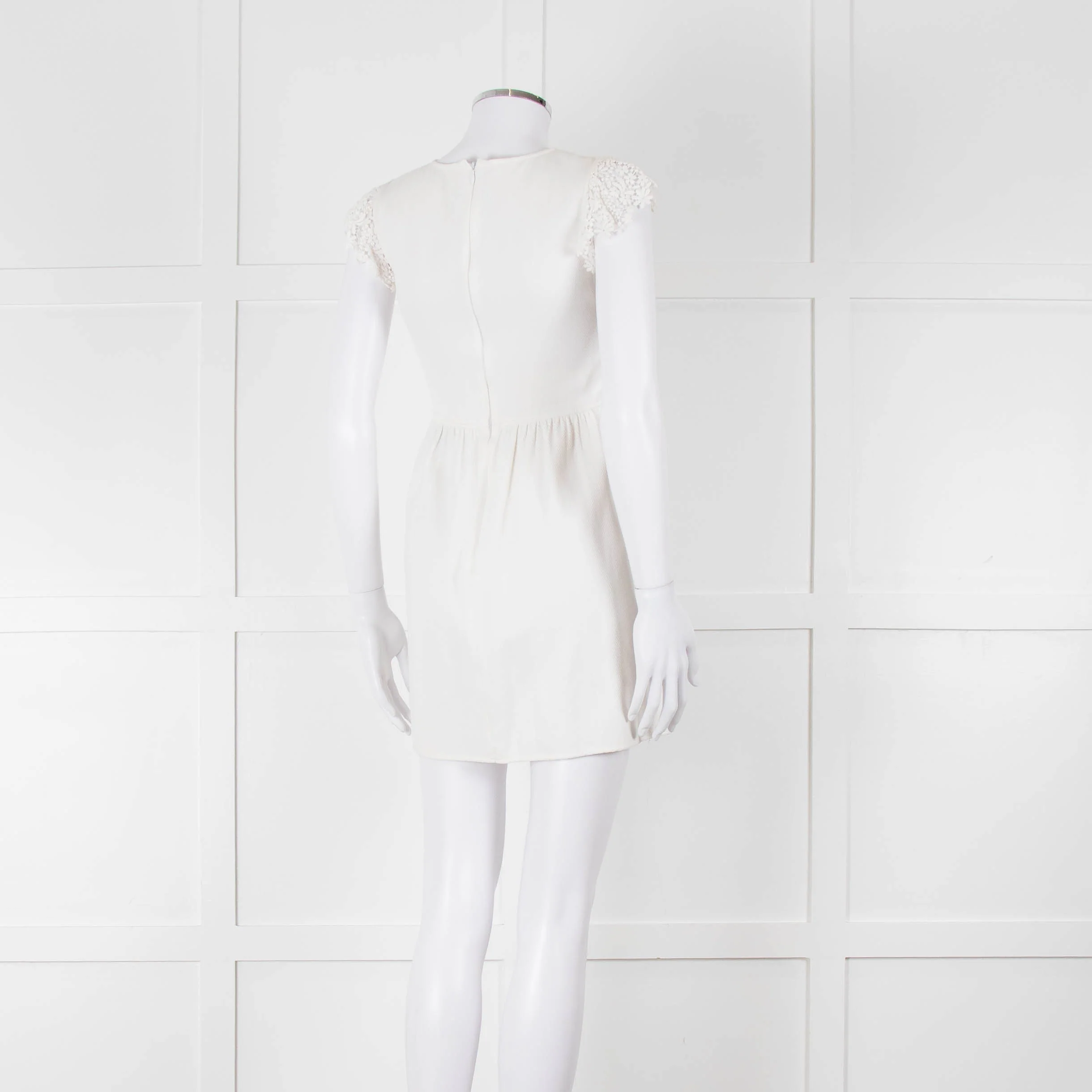 Valentino White Lace Sleeve Mini Dress - Image 4