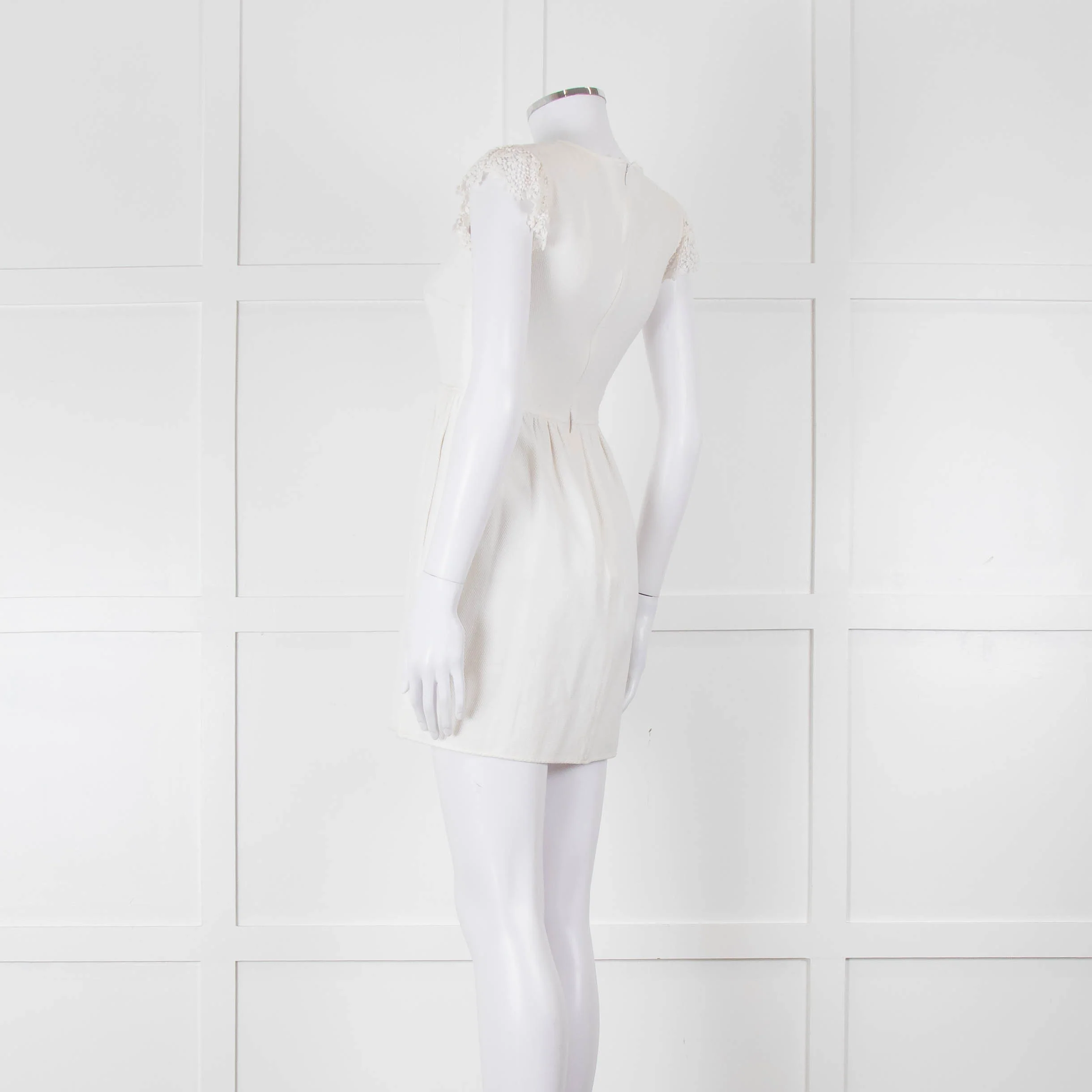 Valentino White Lace Sleeve Mini Dress - Image 6