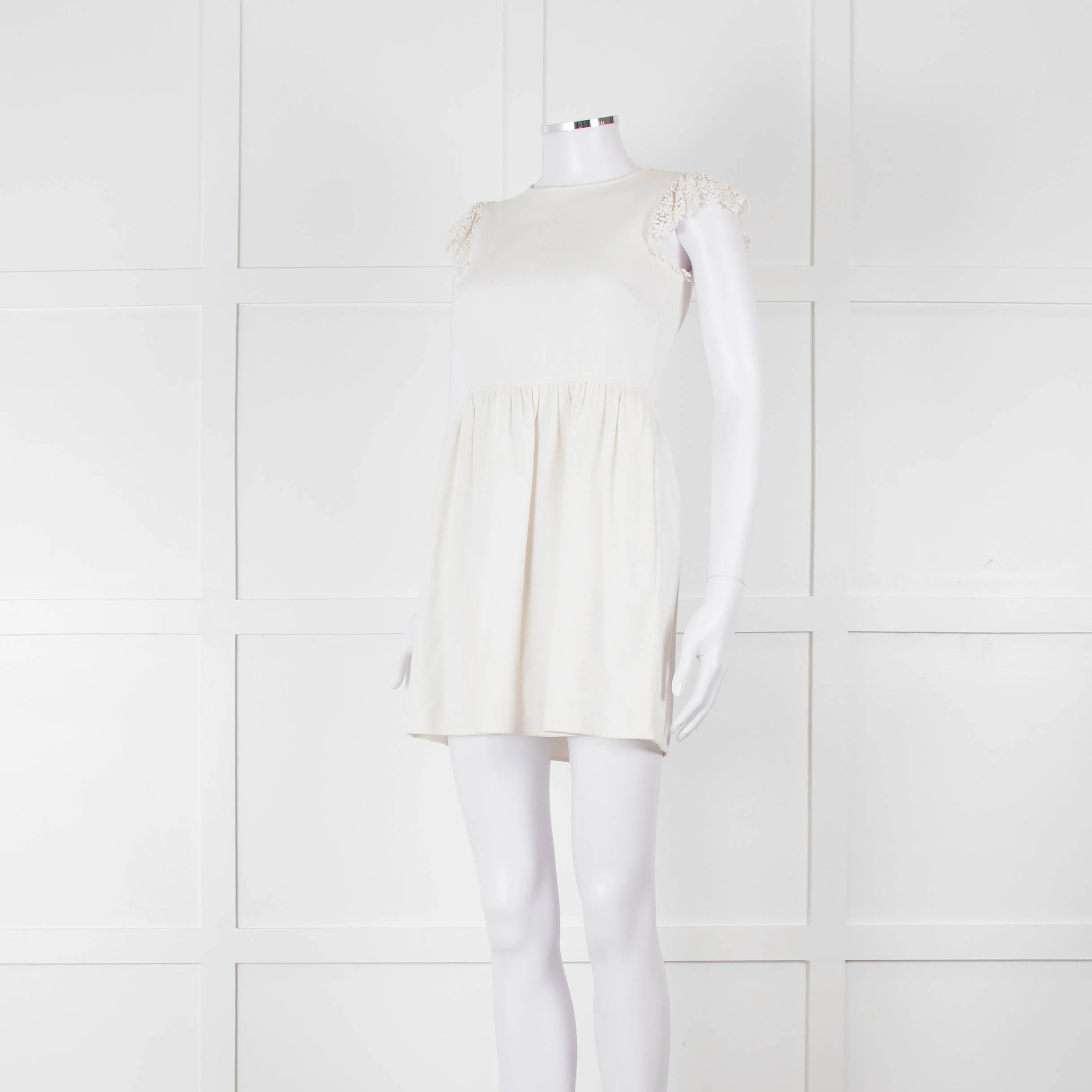 Valentino White Lace Sleeve Mini Dress - Image 8