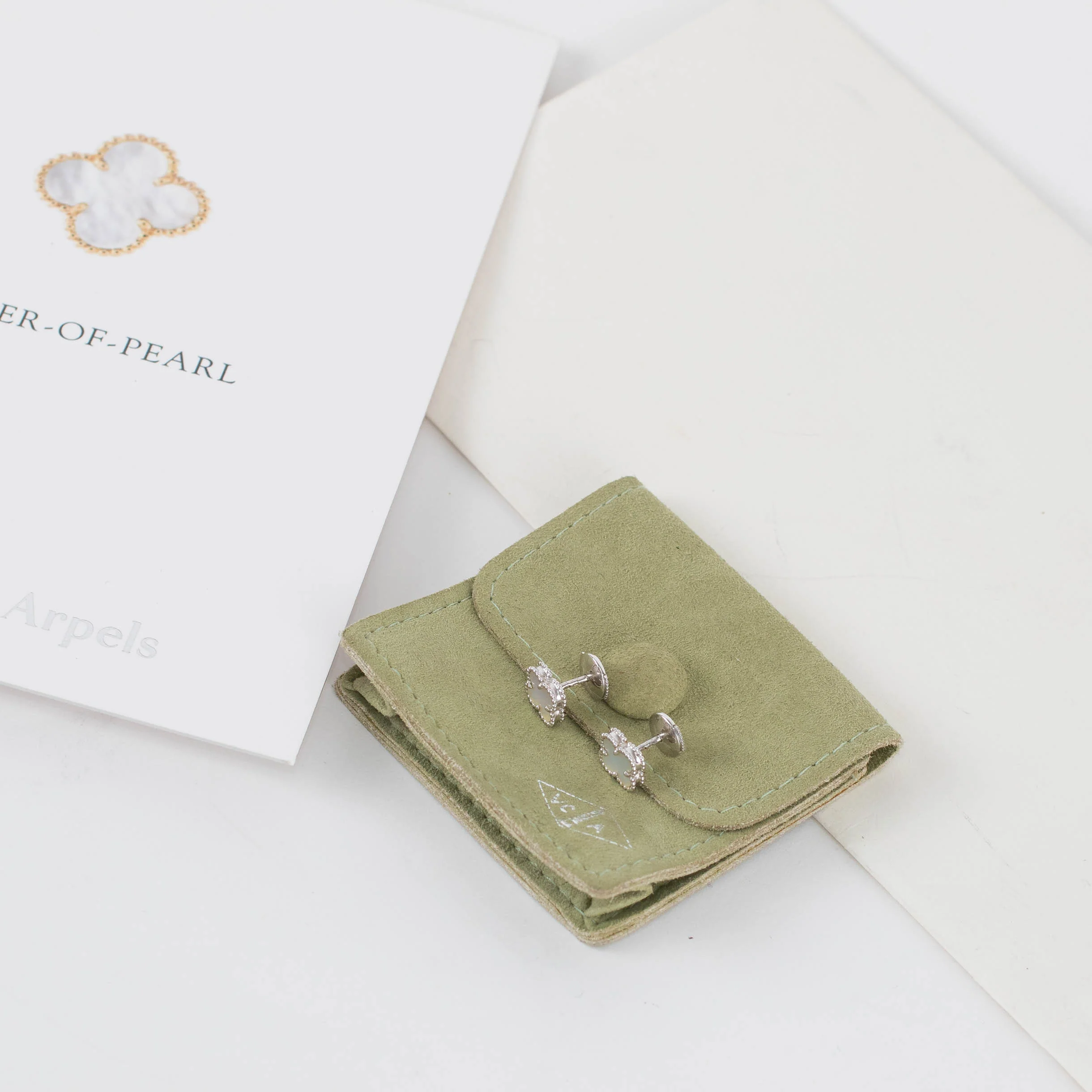Van Cleef & Arpels 18ct White Gold Mother Of Pearl Sweet Alhambra Earstuds