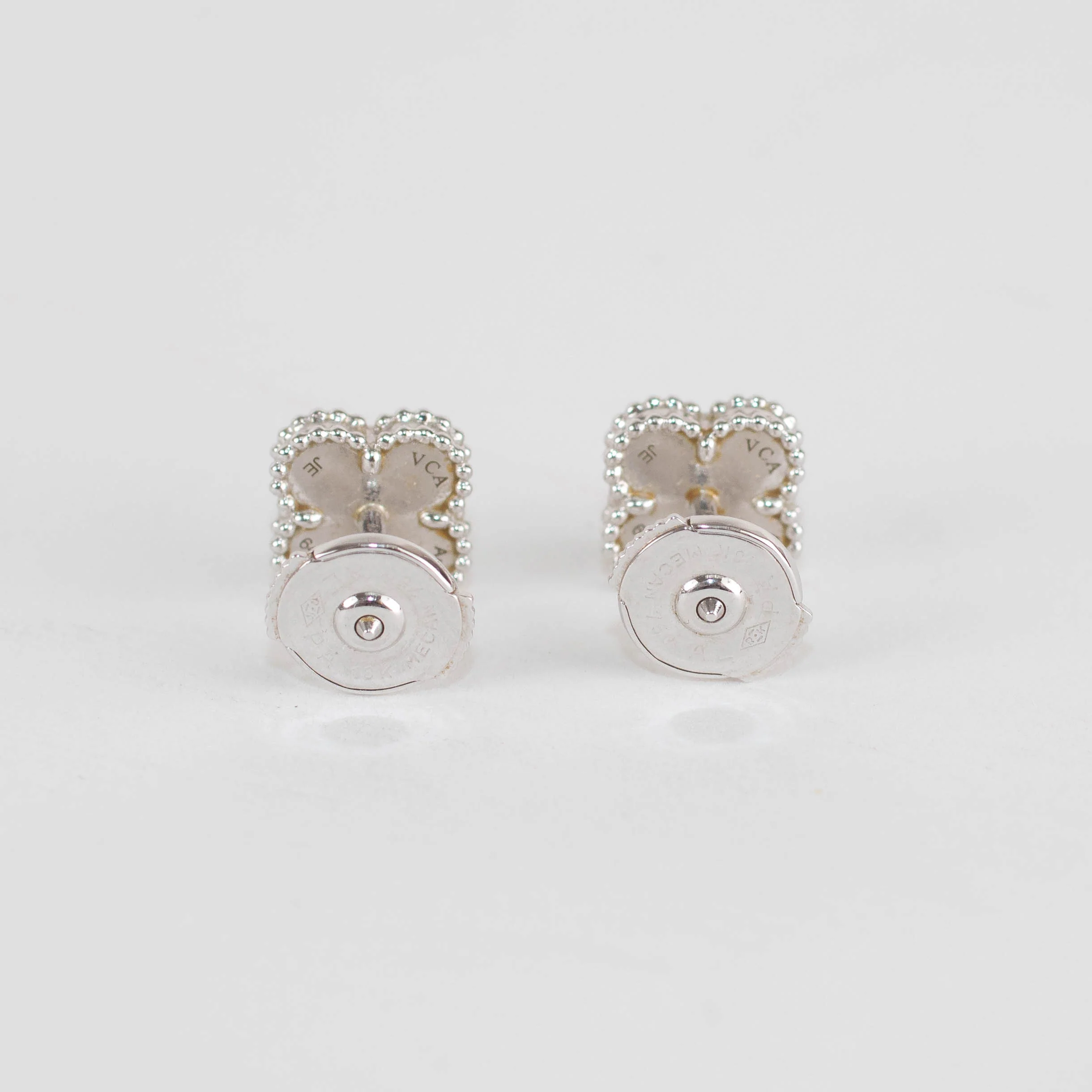Van Cleef & Arpels 18ct White Gold Mother Of Pearl Sweet Alhambra Earstuds - Image 5