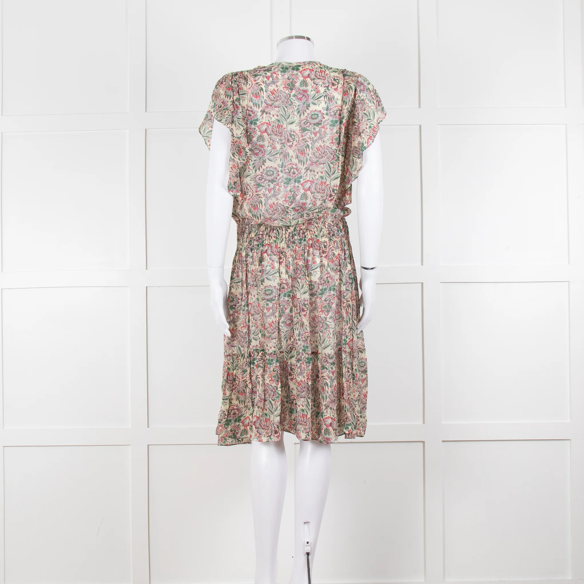 Vanessa Bruno Cream Green Red Floral Sleeveless Dress - Image 5