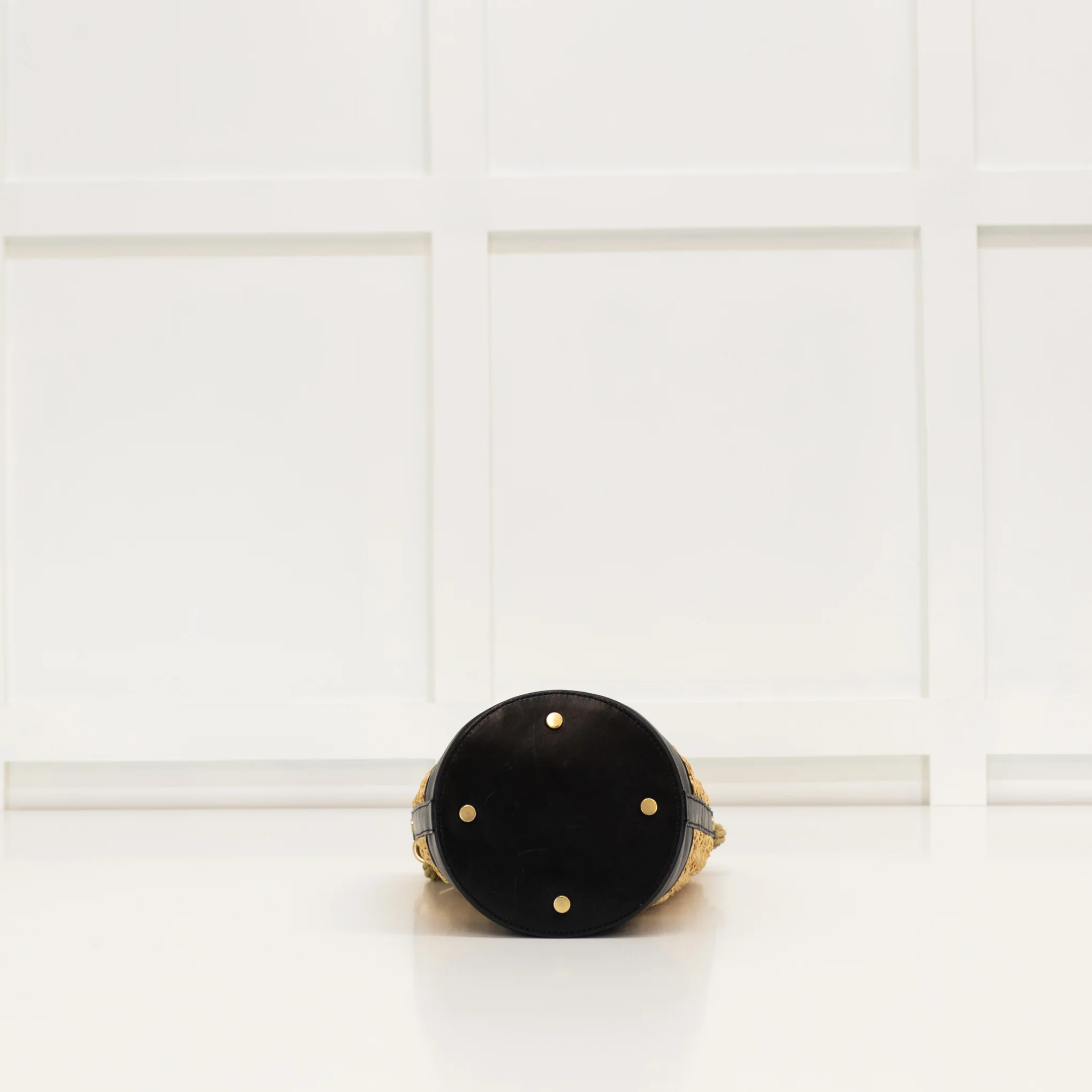 Vanessa Bruno Holly Raffia And Black Leather Mini Bucket Bag - Image 5