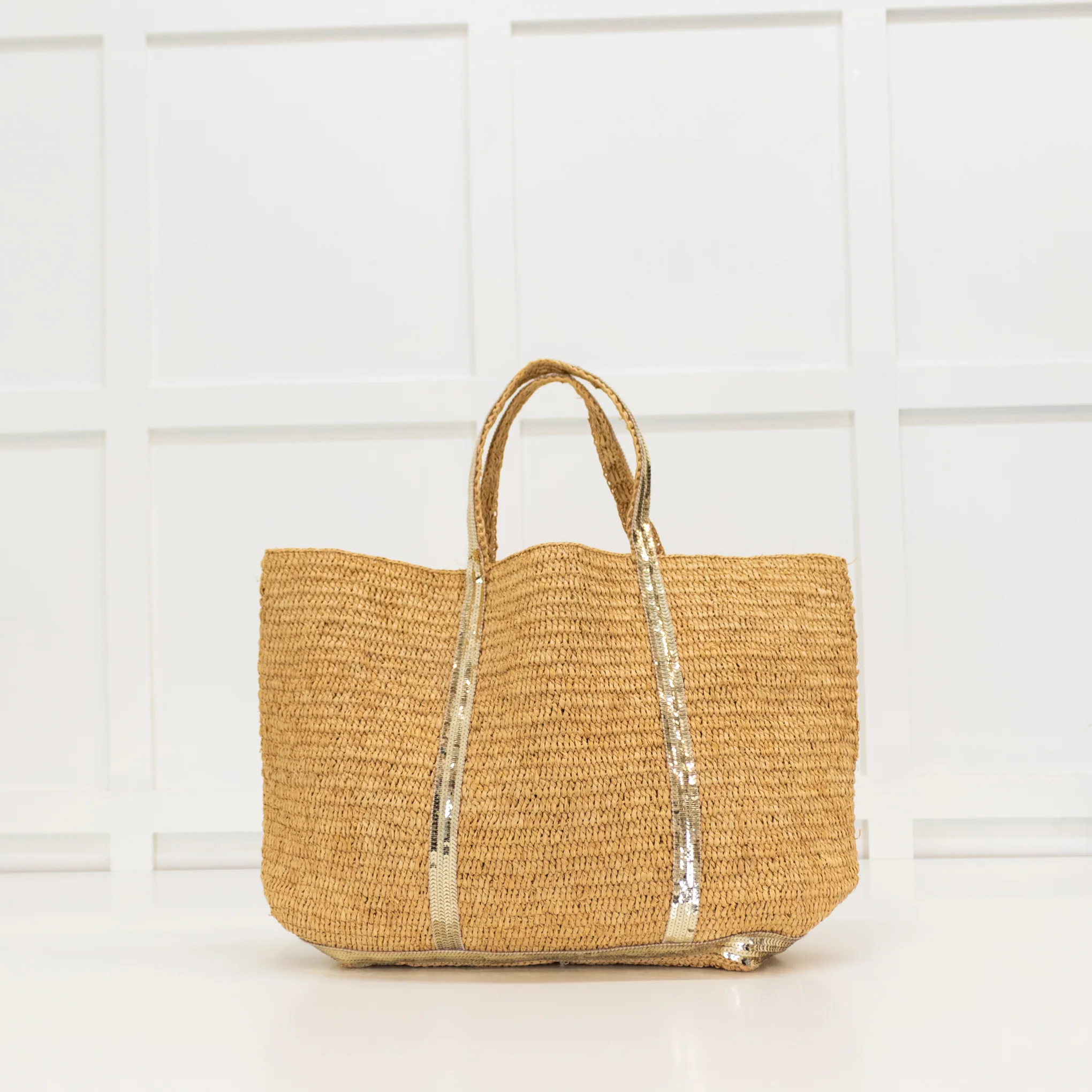 Vanessa Bruno Le Cabas Straw Tote Bag With Gold Sequins - Image 2