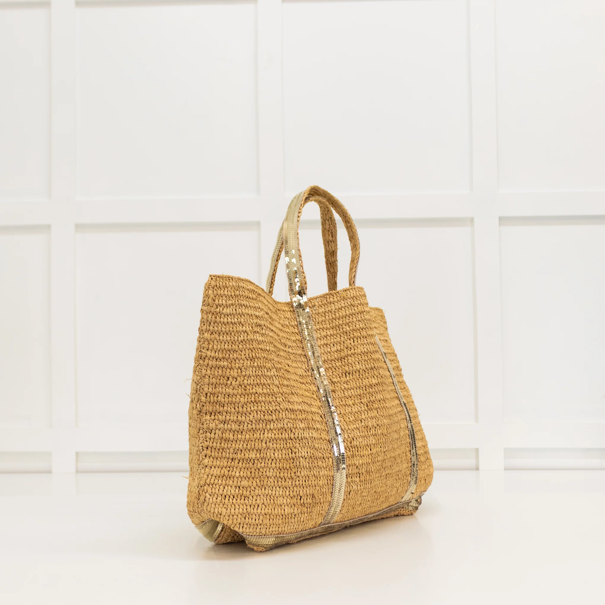 Vanessa Bruno Le Cabas Straw Tote Bag With Gold Sequins - Image 3