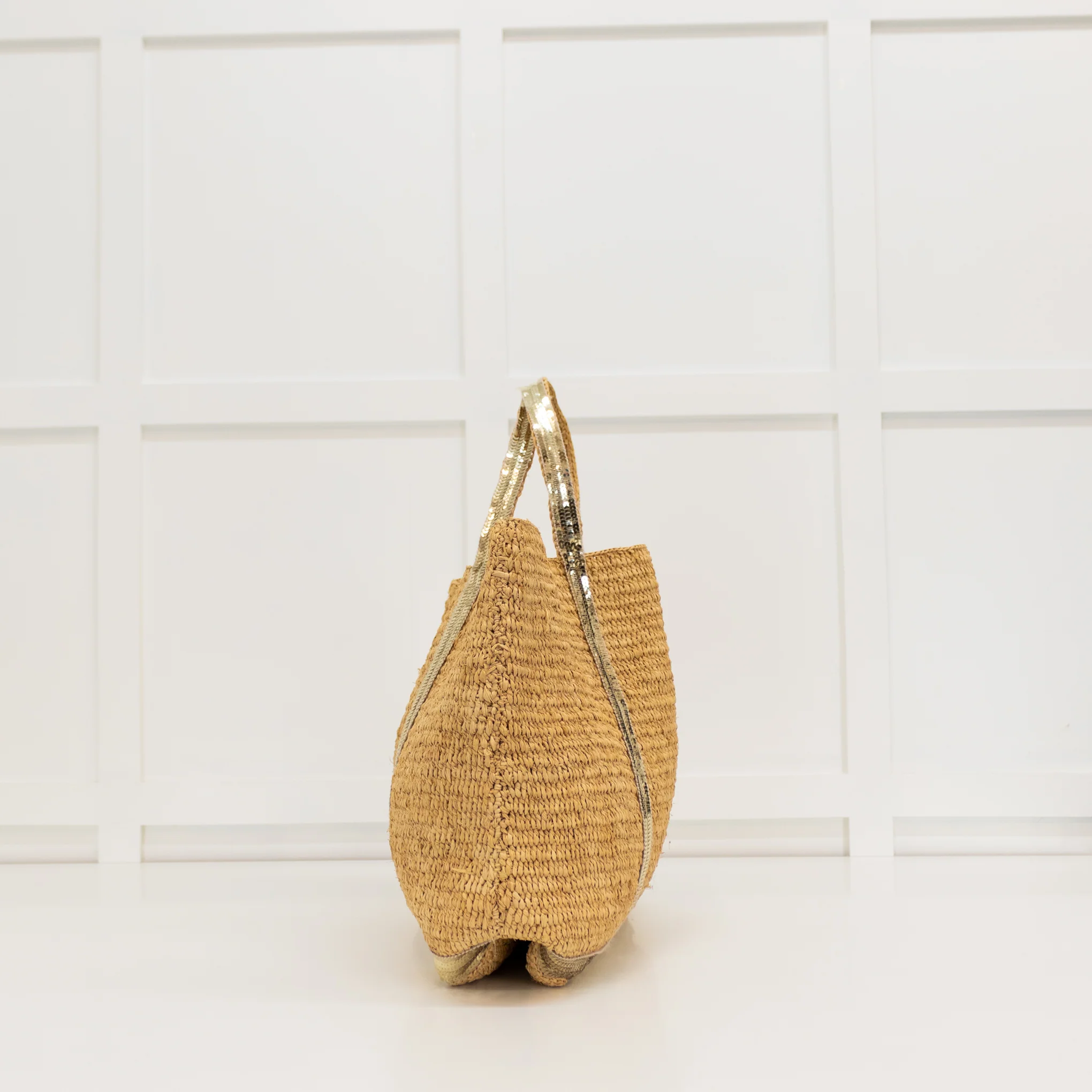 Vanessa Bruno Le Cabas Straw Tote Bag With Gold Sequins - Image 4