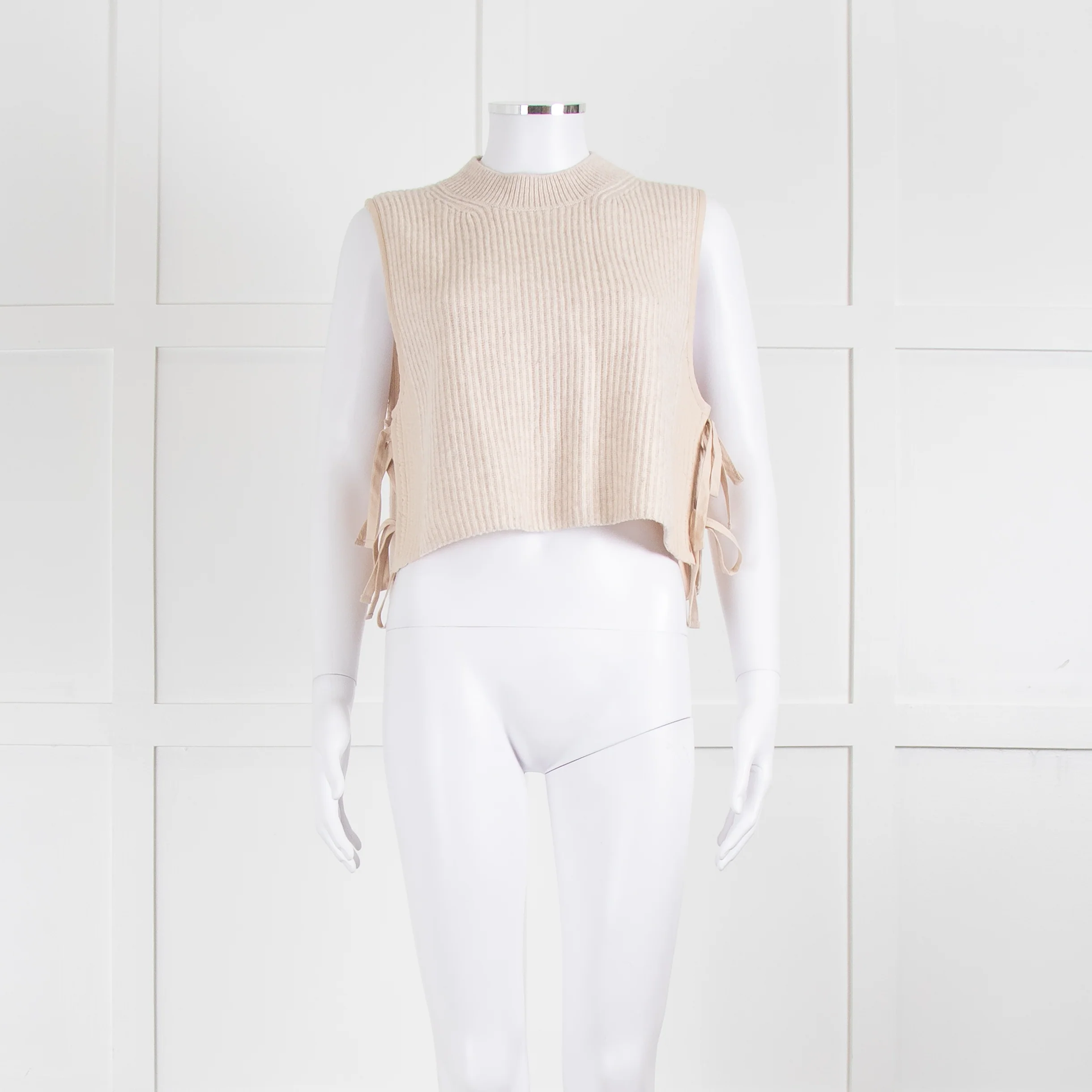 Vanessa Bruno Neutral Wool Rib Knit Gilet