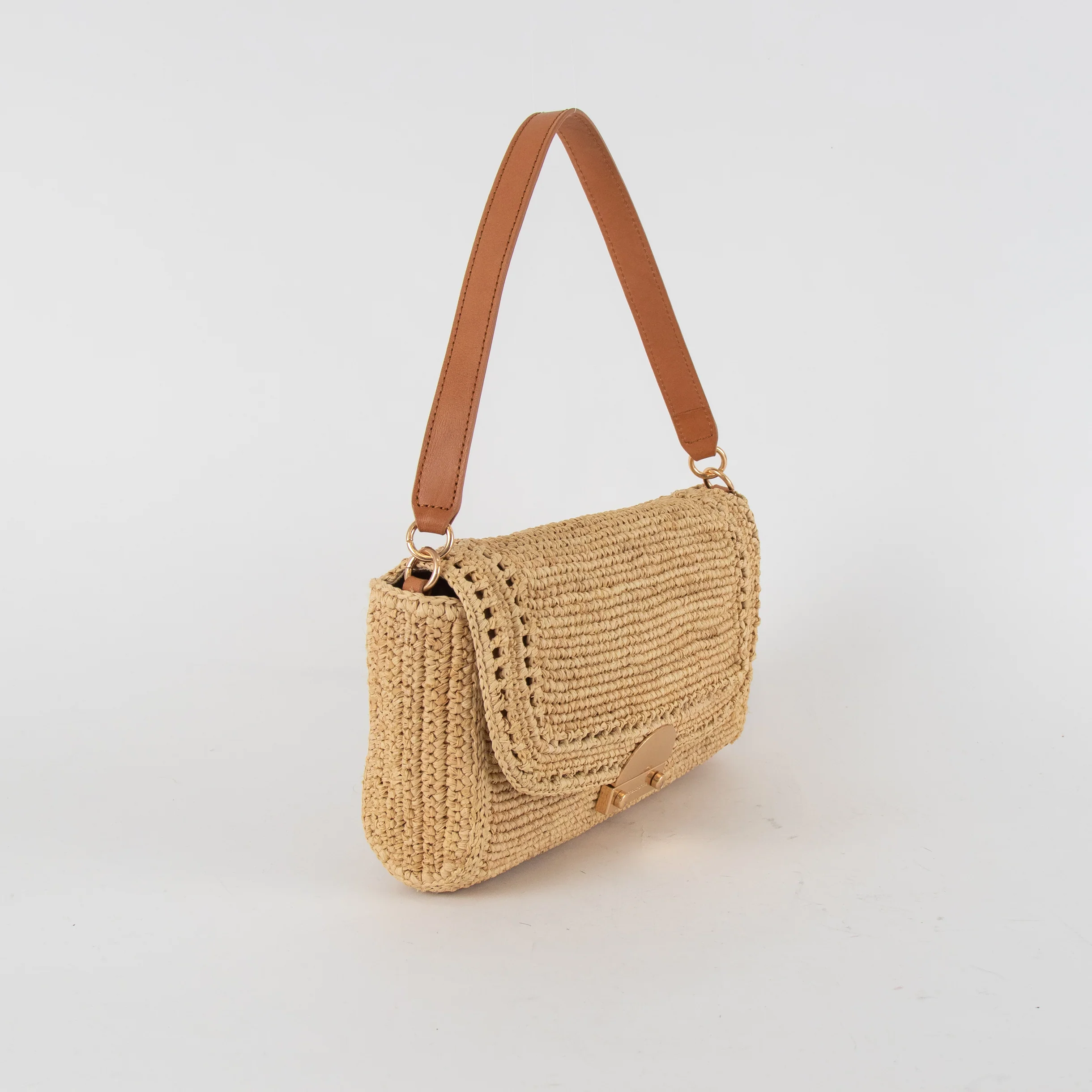 Vanessa Bruno Raffia Flap Shoulder Bag - Image 2
