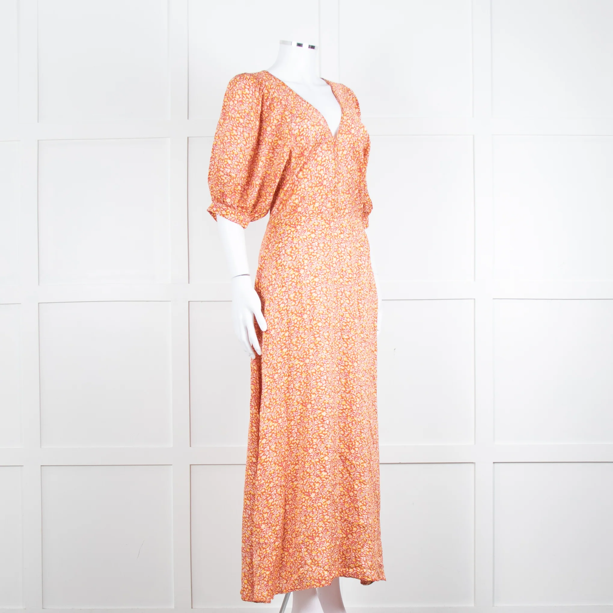 Vanessa Bruno Rust Yellow Floral Short Sleeve Maxi Dress - Image 2
