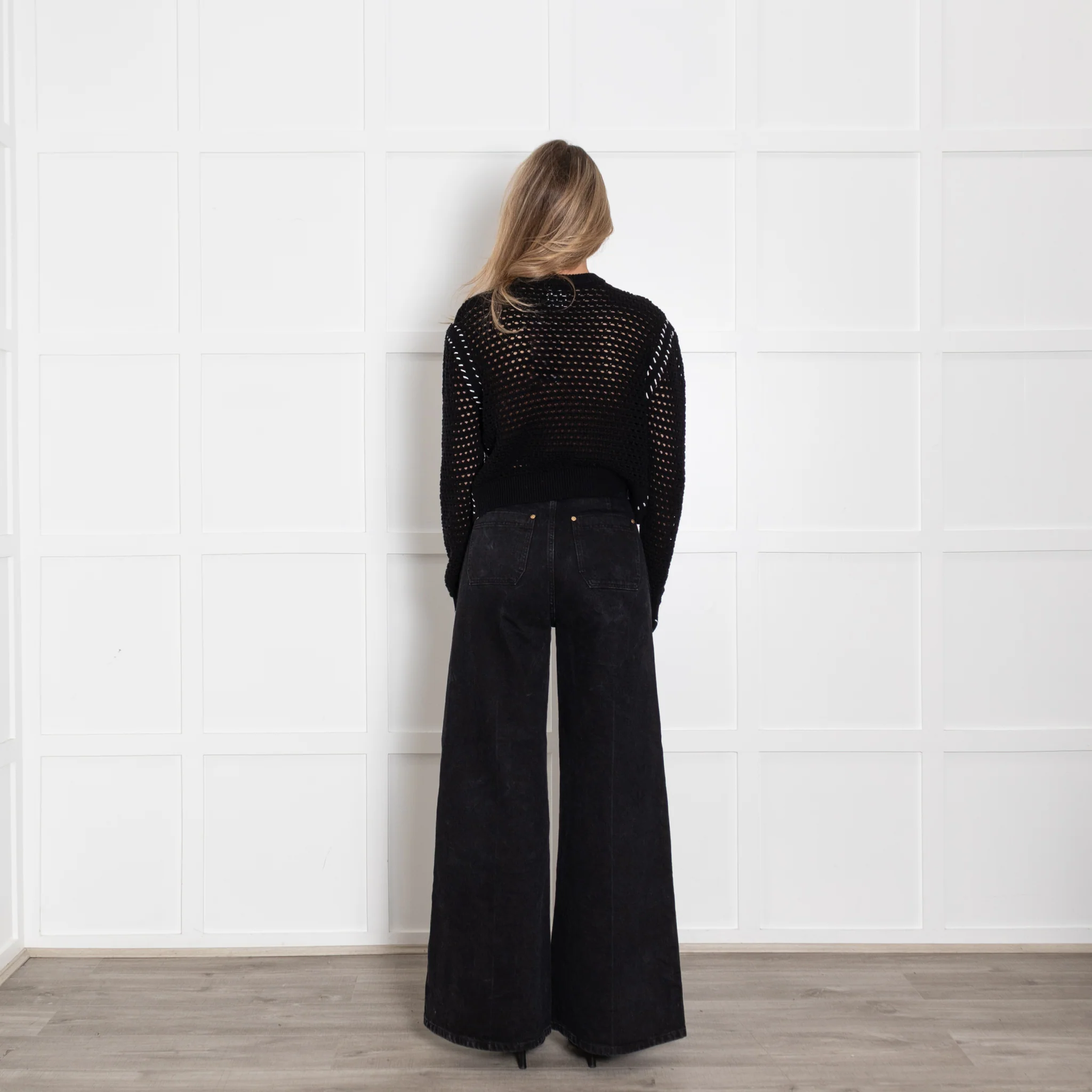 Varley Black Elkin Cotton Sweater With White Side Stiching - Image 5