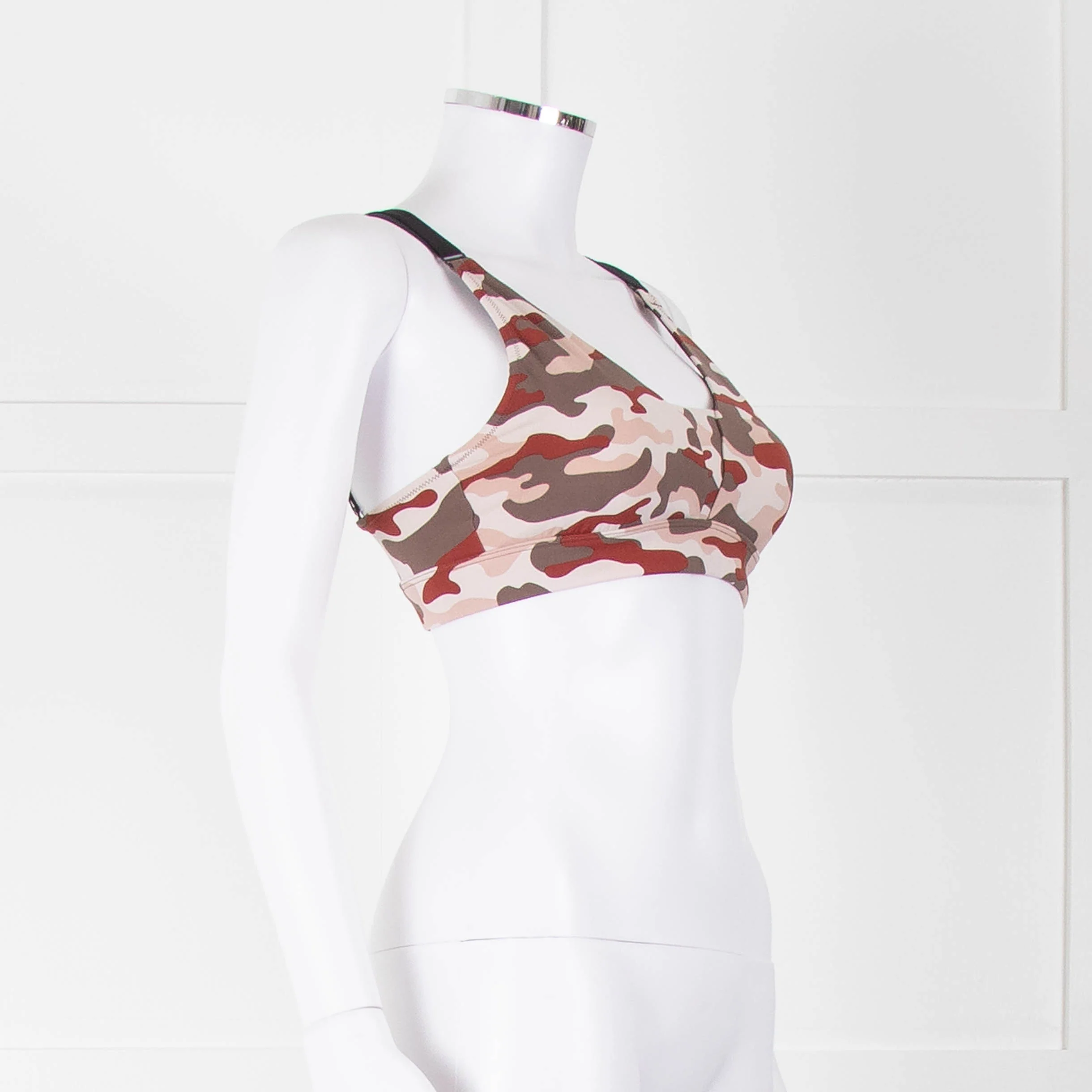 Varley Brown Cream Pink Camouflage Bra Top - Image 3