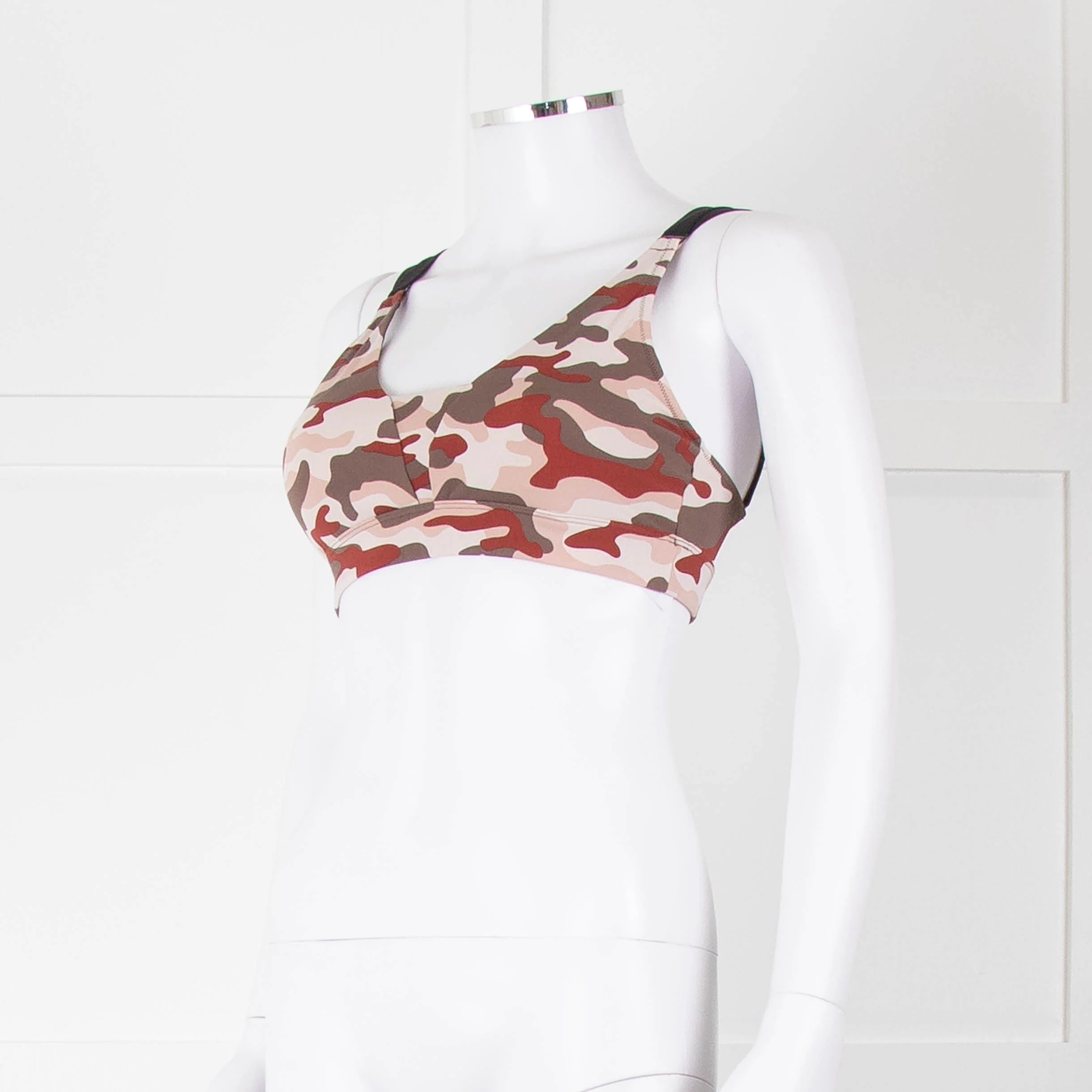 Varley Brown Cream Pink Camouflage Bra Top - Image 9