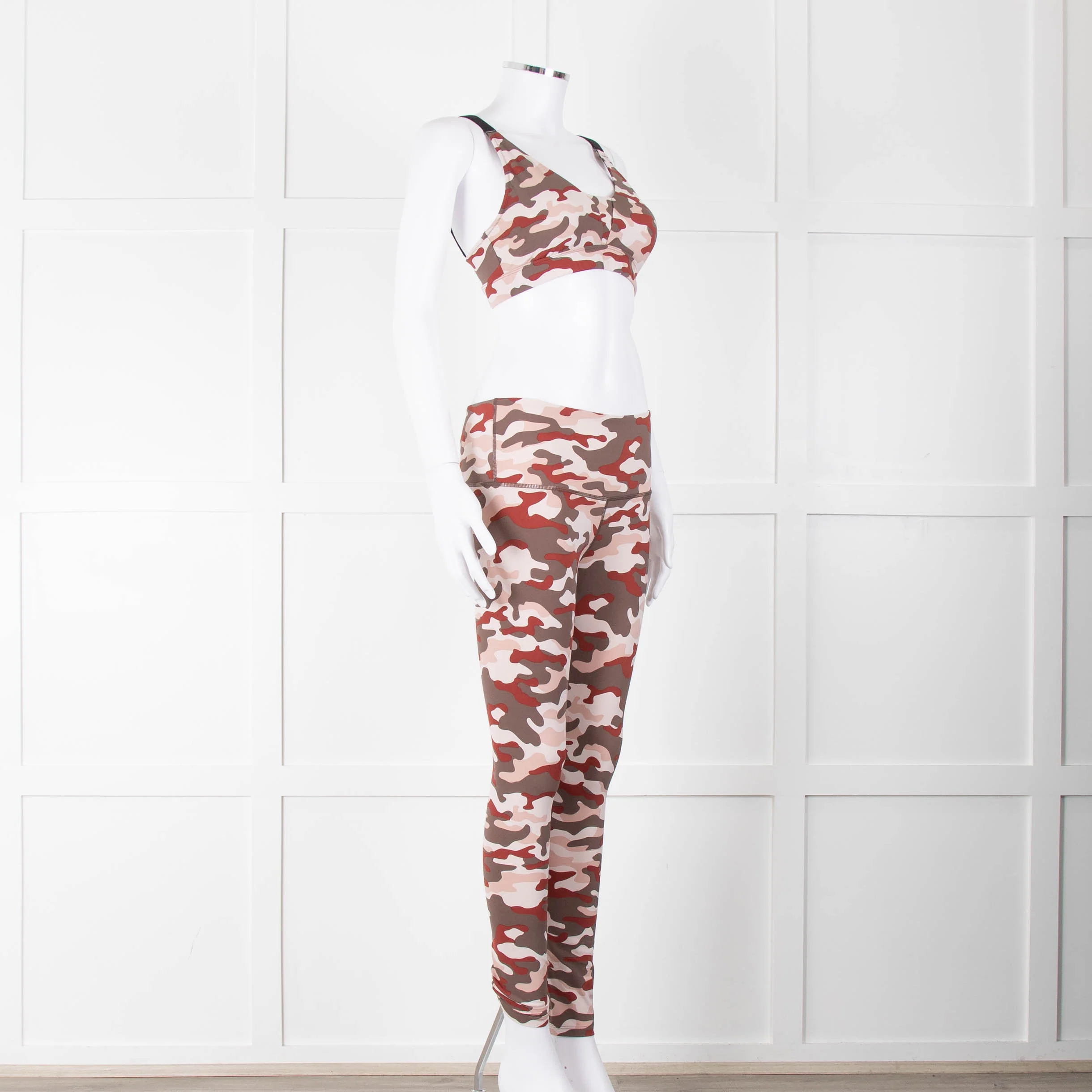 Varley Brown Cream Pink Camouflage Print Leggings - Image 10