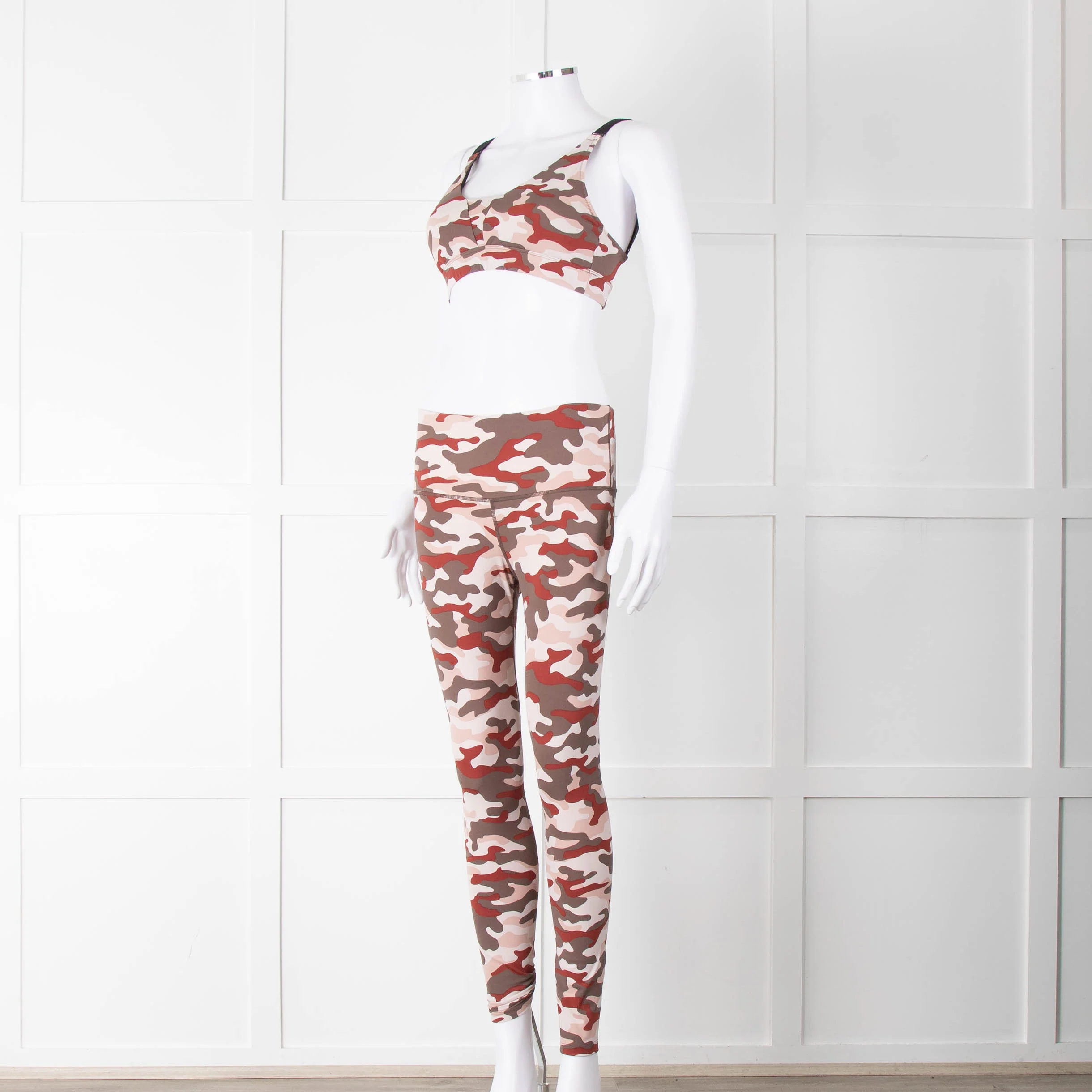 Varley Brown Cream Pink Camouflage Print Leggings - Image 16