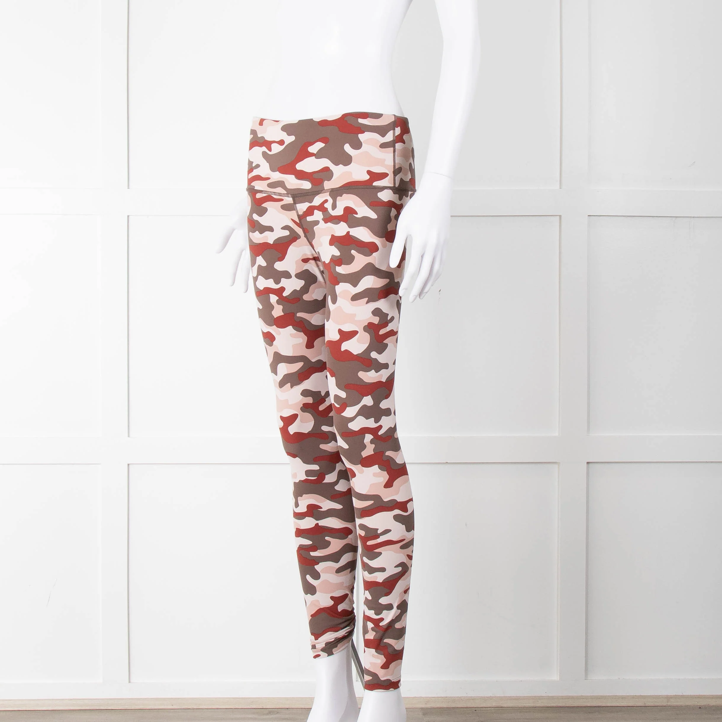 Varley Brown Cream Pink Camouflage Print Leggings - Image 9