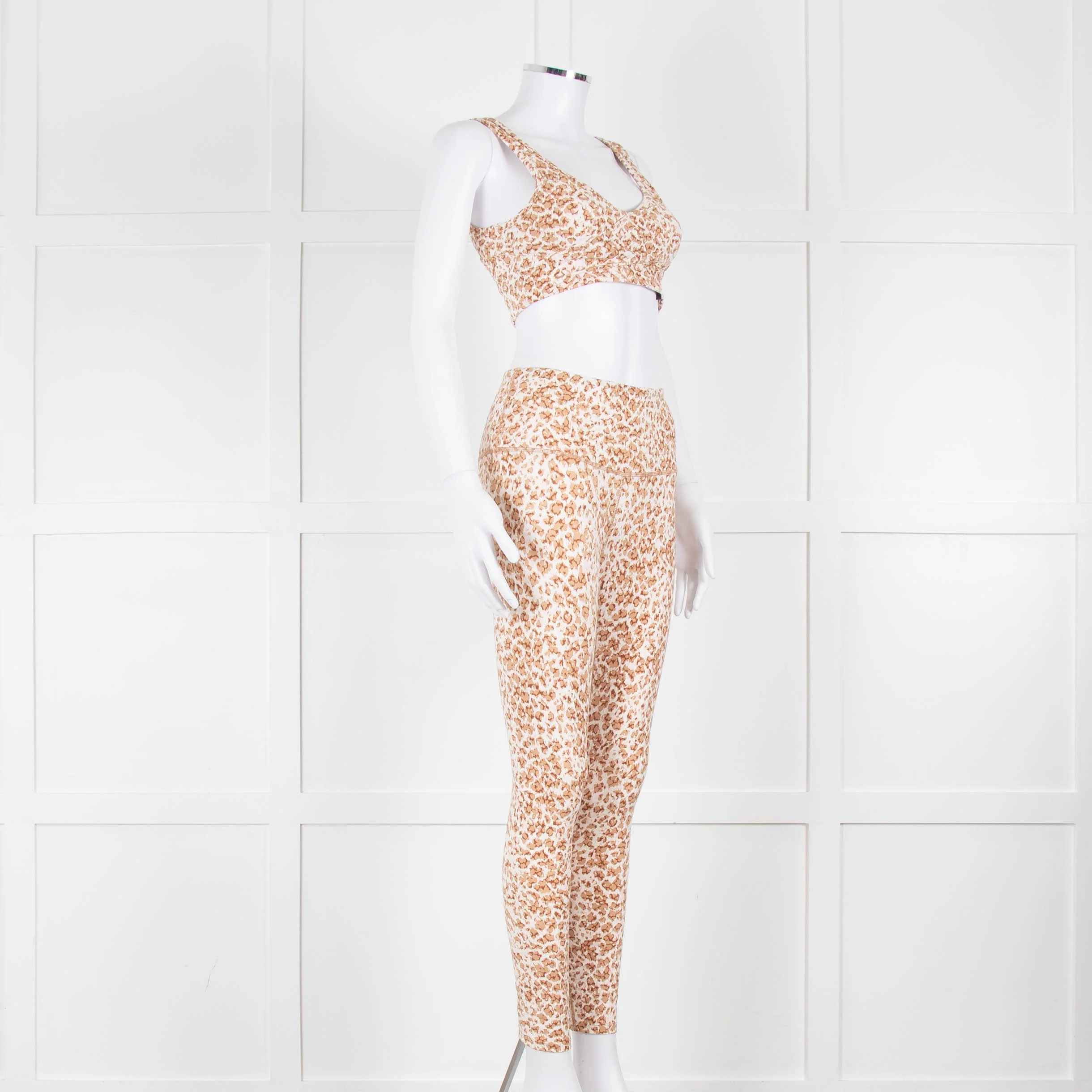 Varley Lets Move Kellam Sports Bra in Tan Animal Print - Image 8