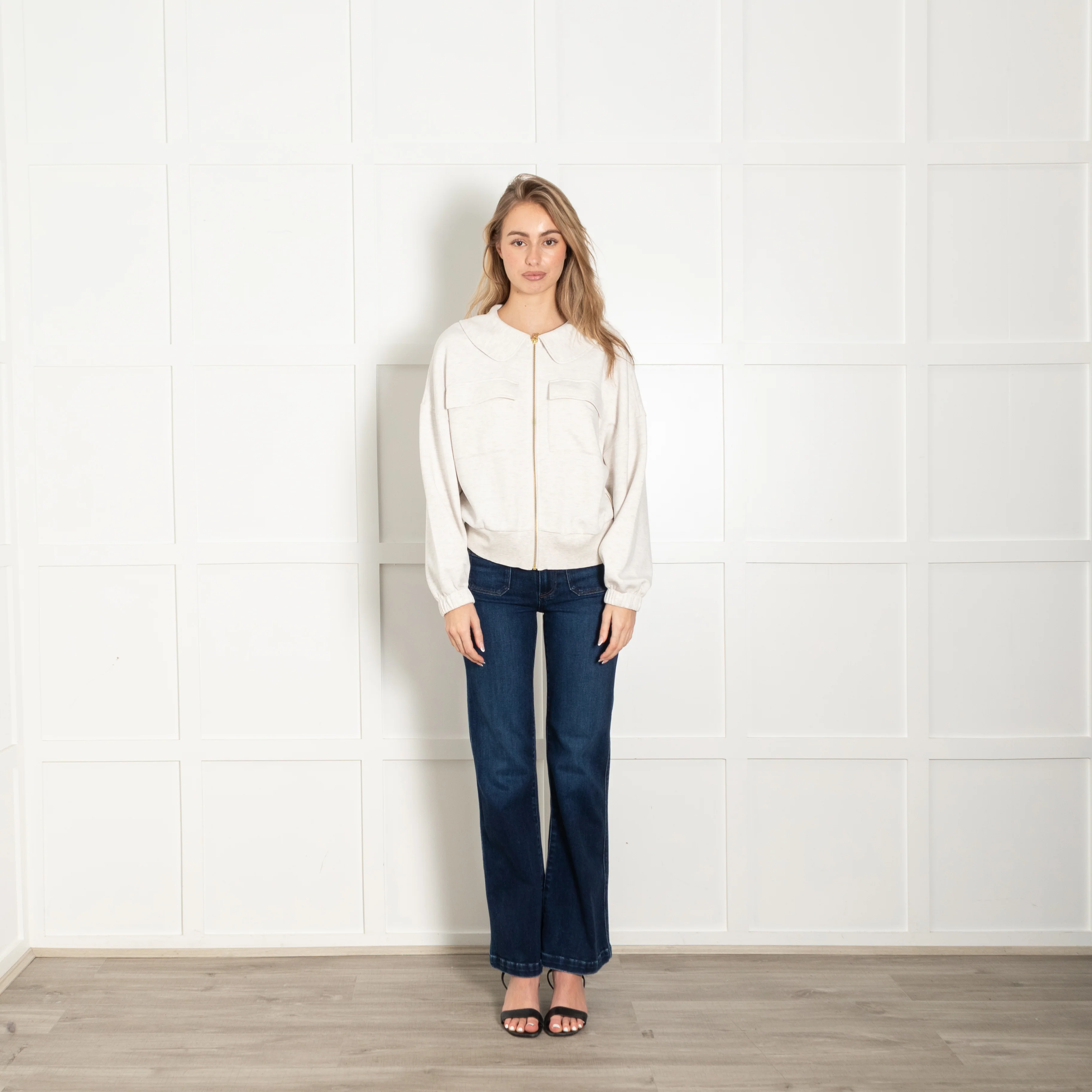 Varley Melange Peter Pan Collar Zip Up Sweatshirt - Image 7