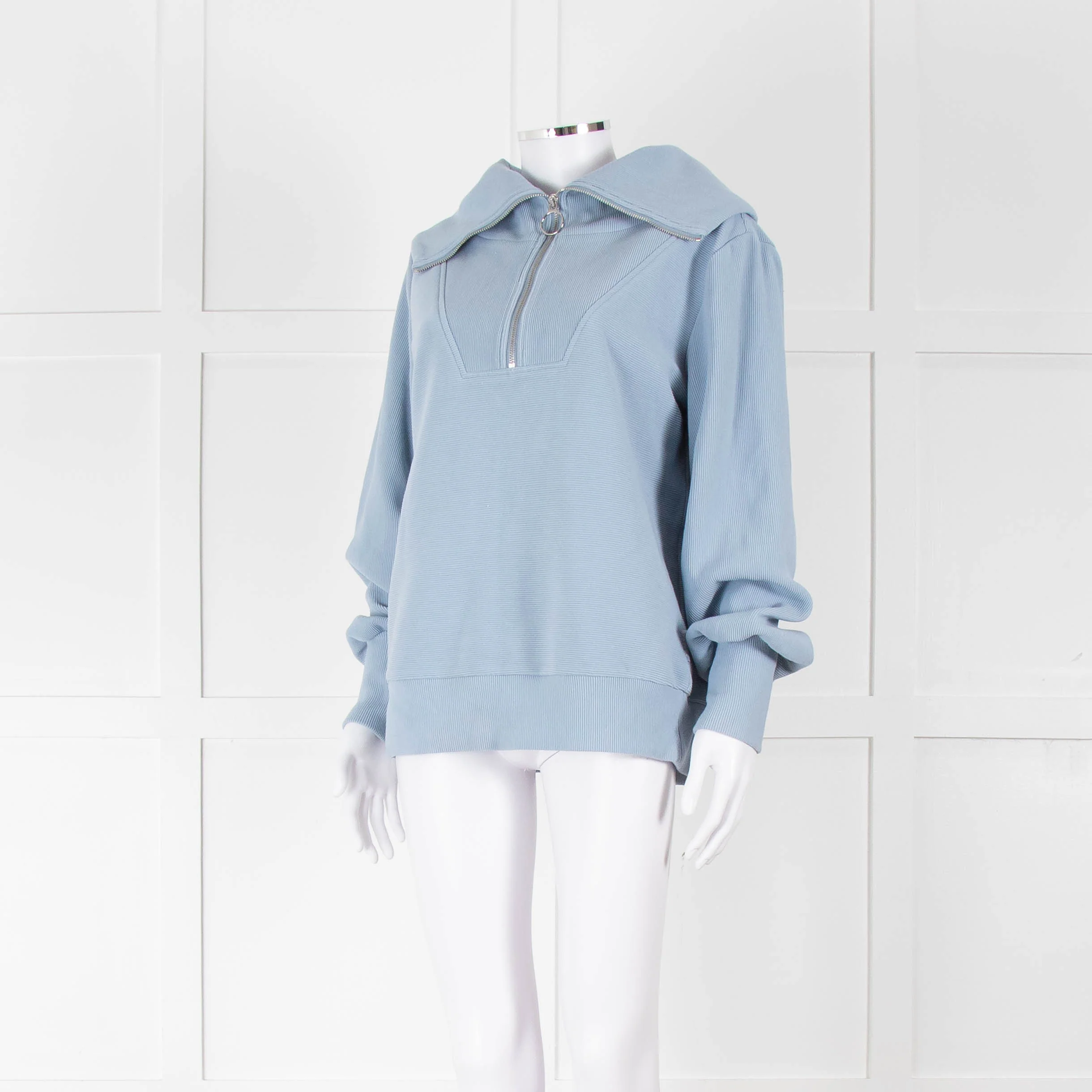 Varley Pale Blue Quarter Zip High Collar Top - Image 8