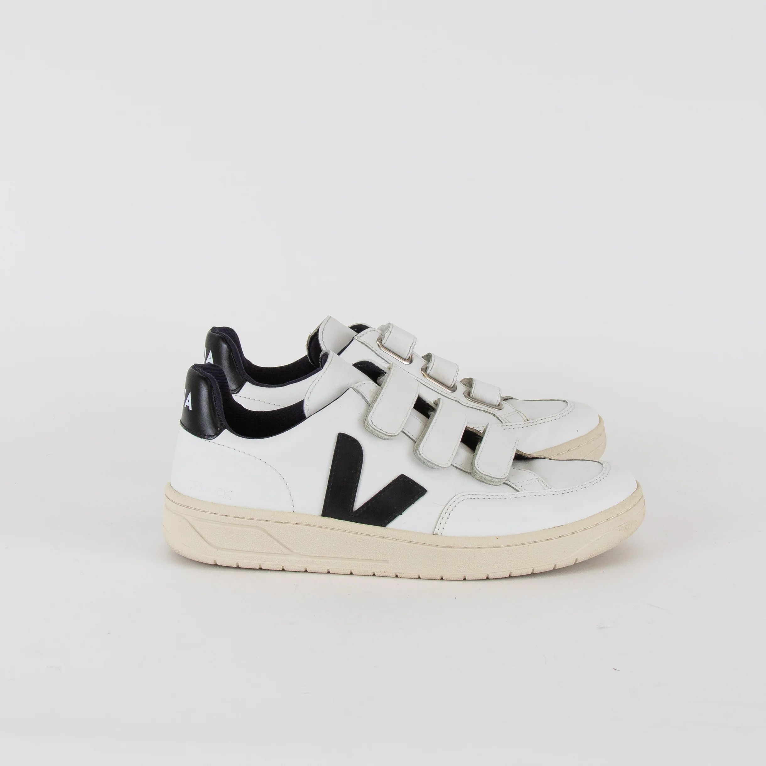 Veja White Black Leather Trainers - Image 5