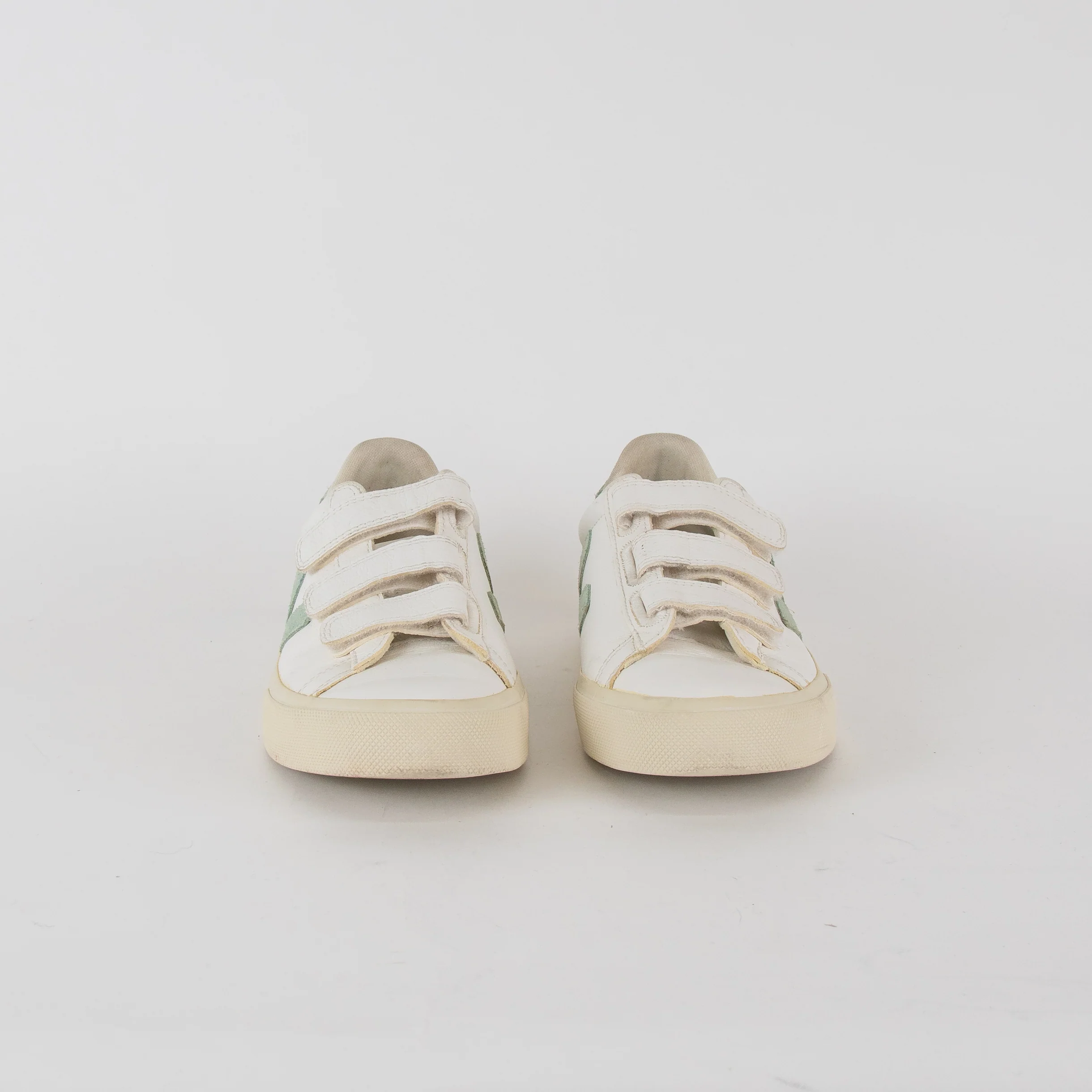 Veja White Green Leather Trainers - Image 2