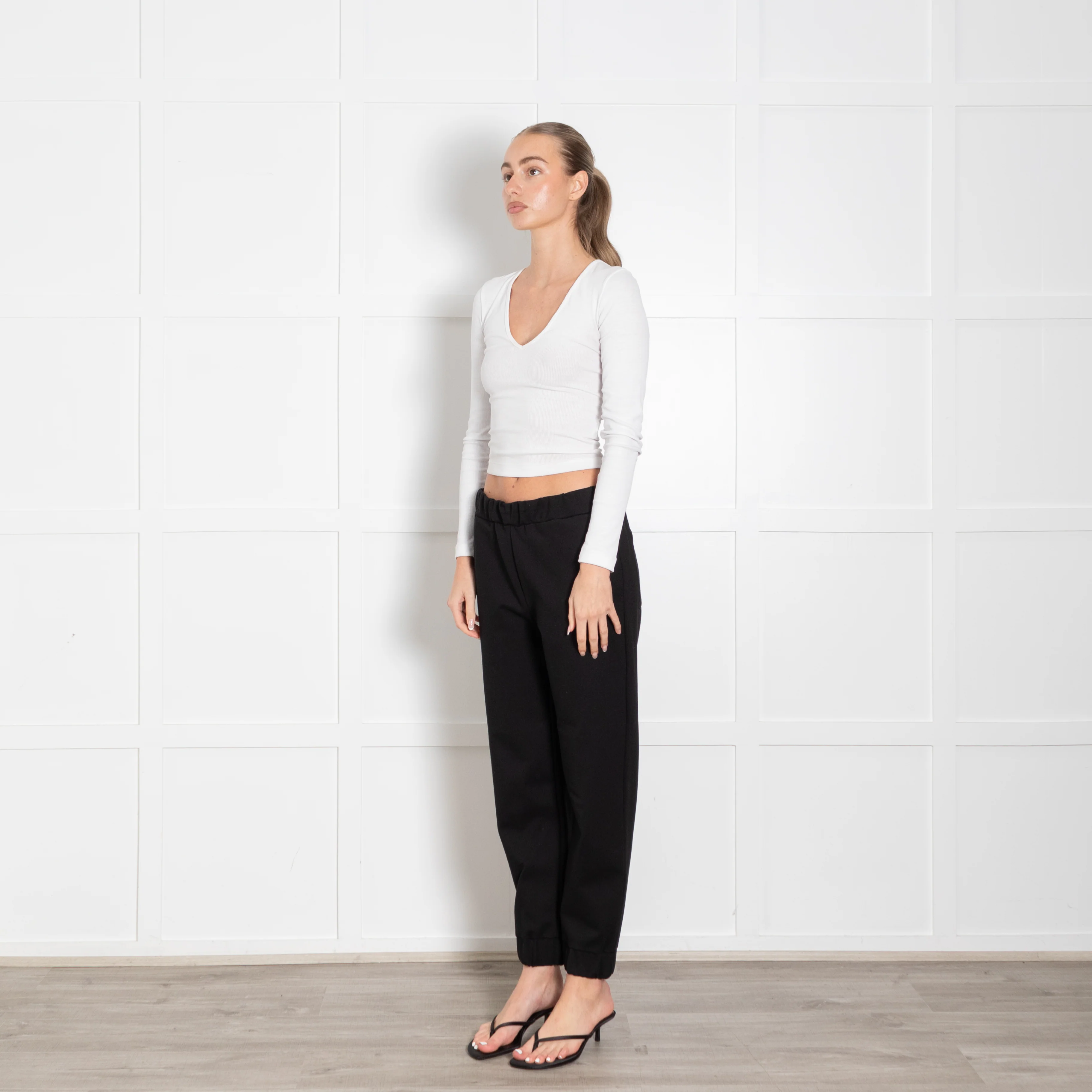 Velvet Black Elasticated Waist & Ankle Joggers - Image 3