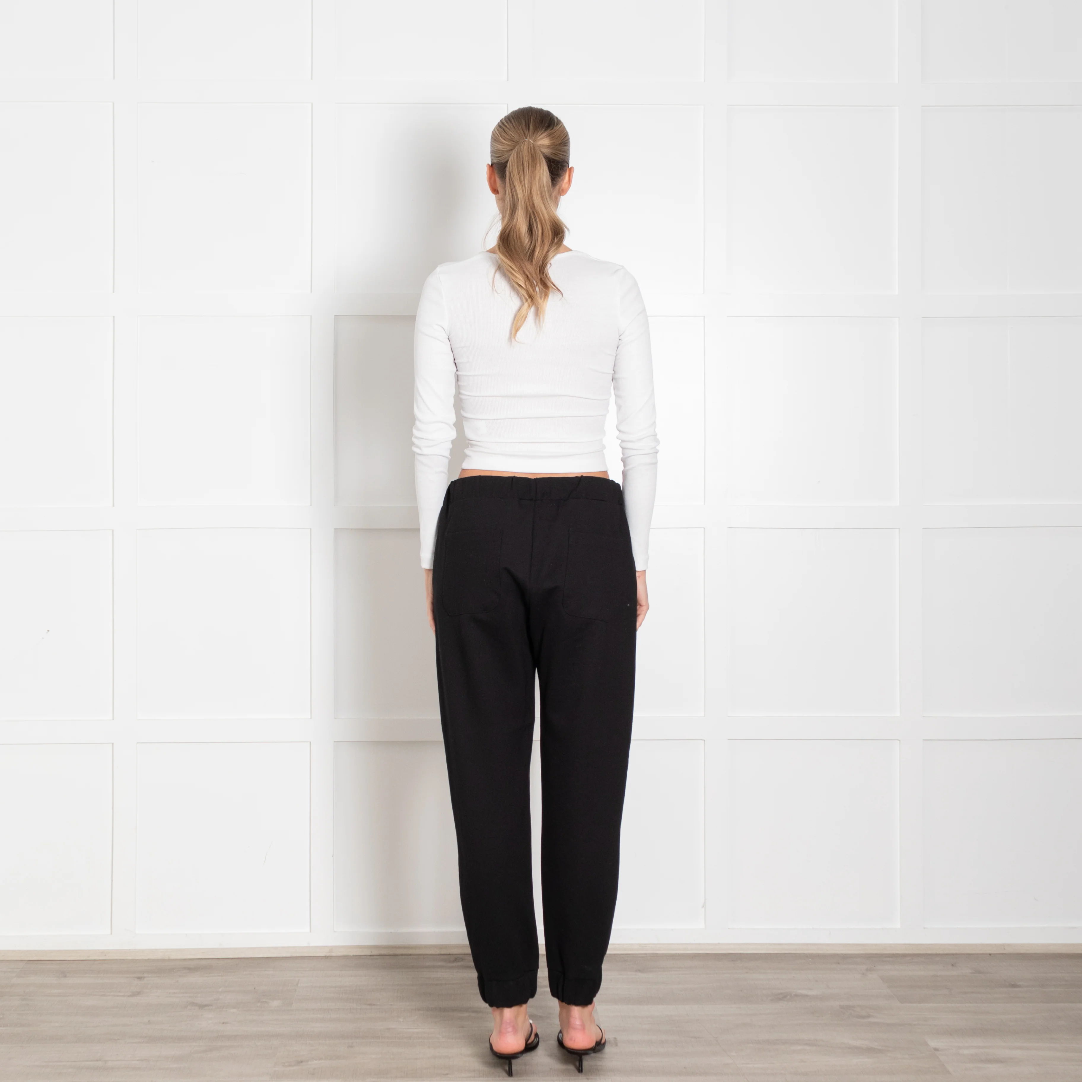 Velvet Black Elasticated Waist & Ankle Joggers - Image 5