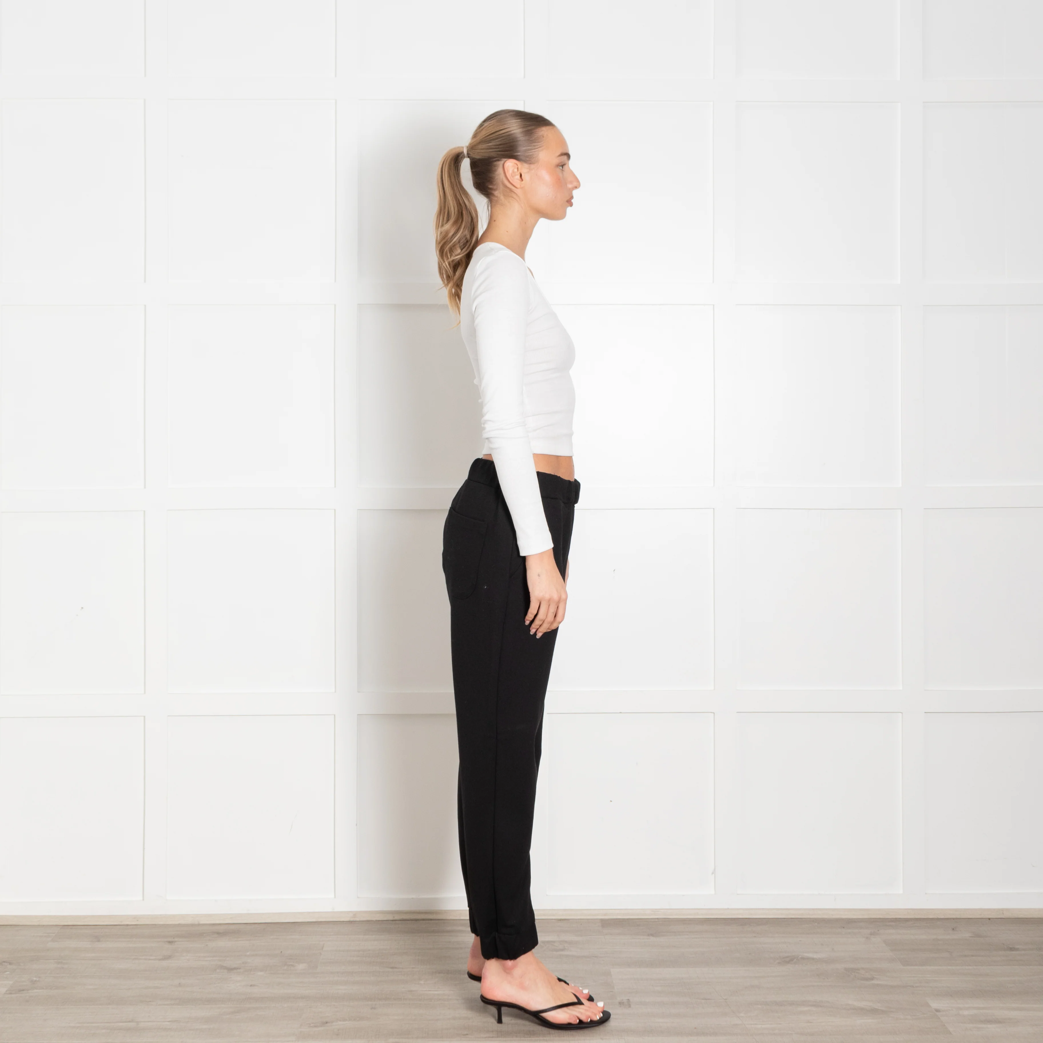 Velvet Black Elasticated Waist & Ankle Joggers - Image 6