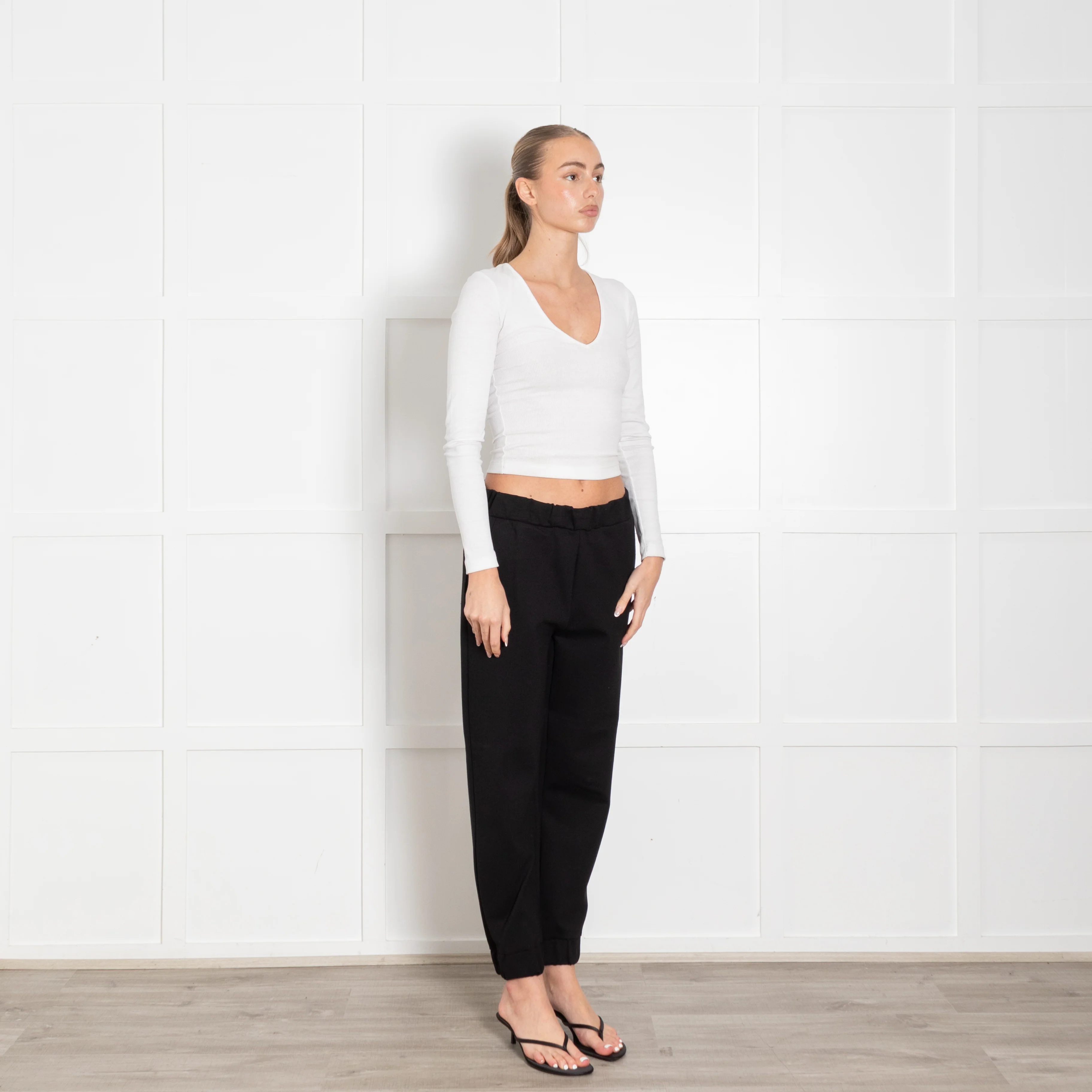 Velvet Black Elasticated Waist & Ankle Joggers - Image 7