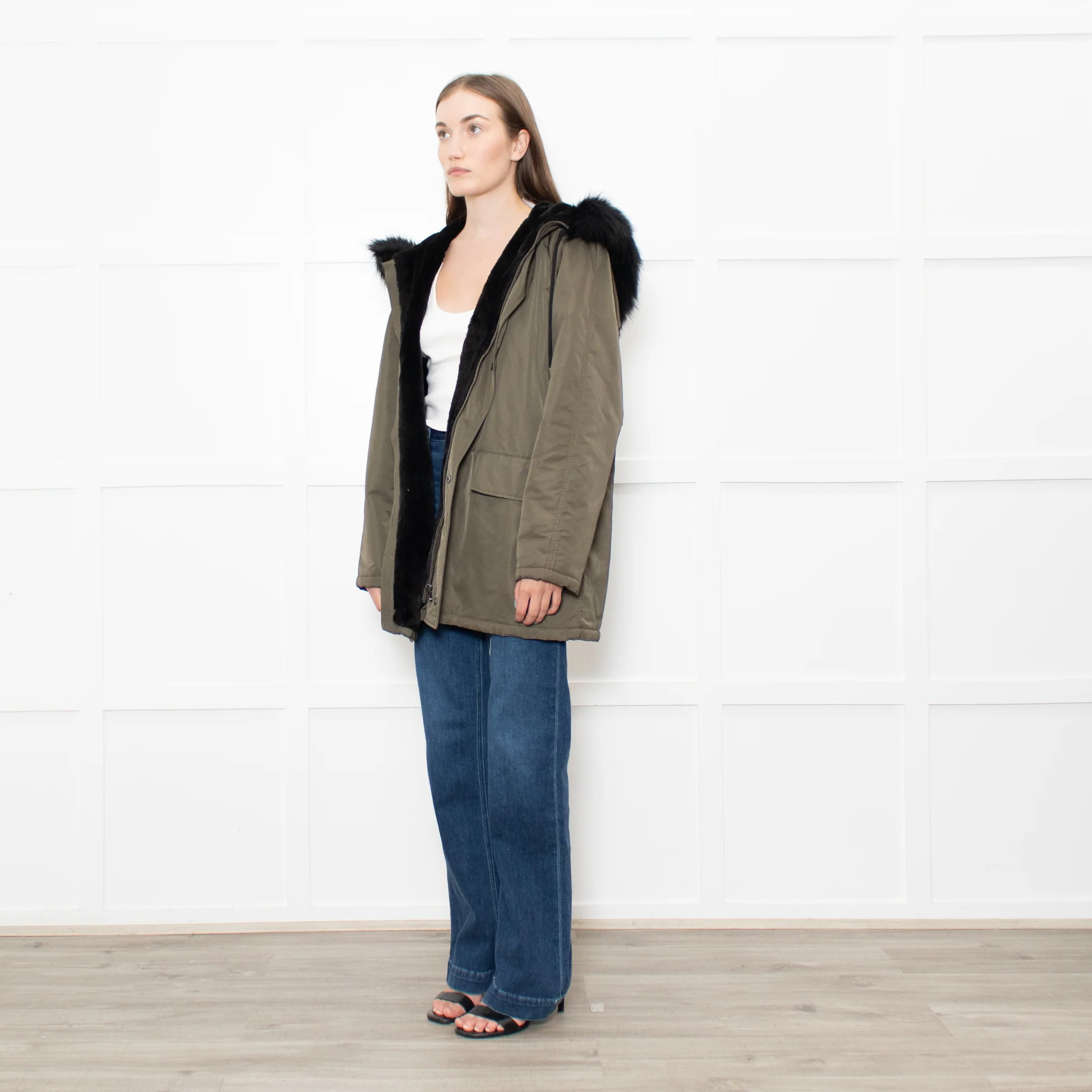 Velvet By Graham & Spencer Khaki Faux Fur Short Coat - Image 3