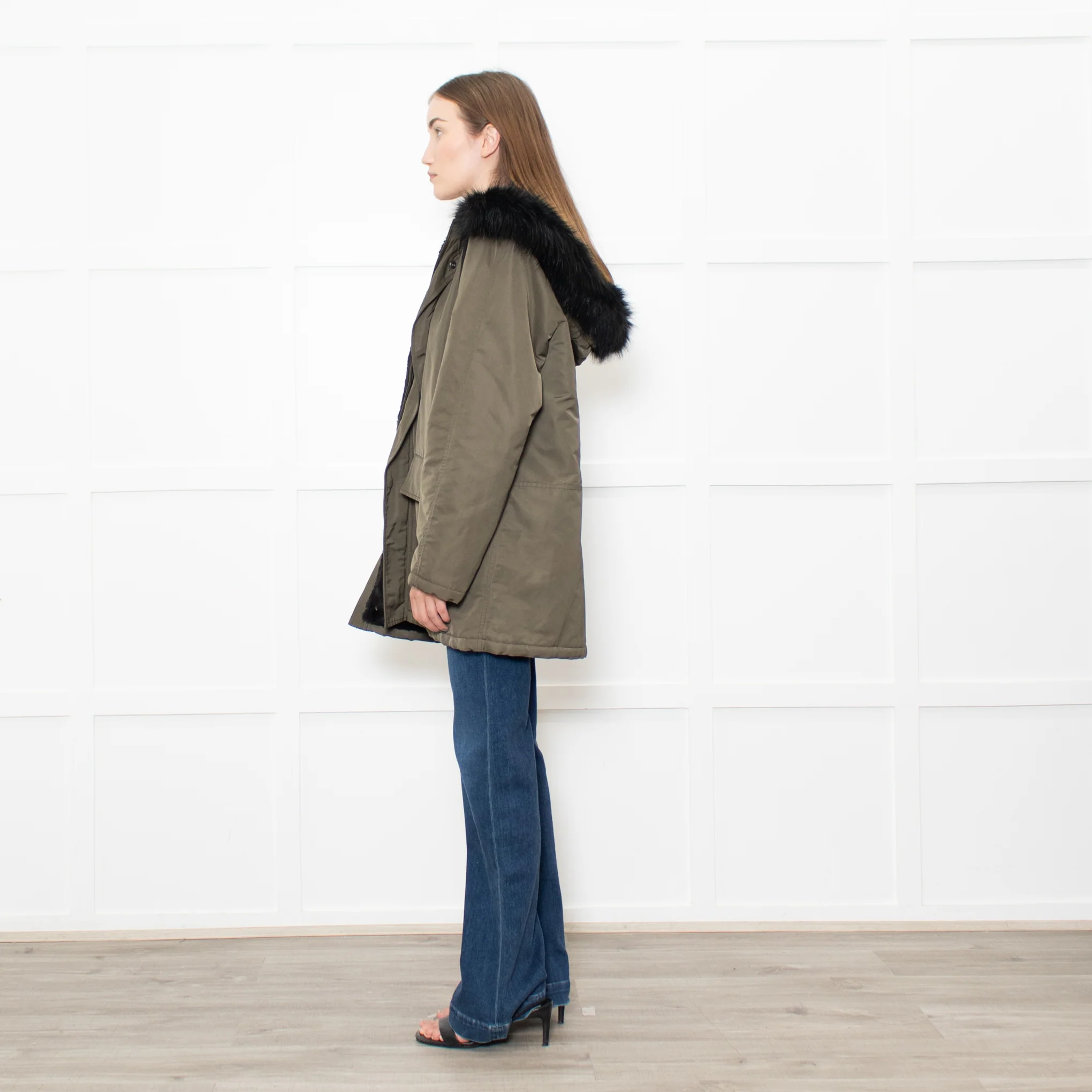 Velvet By Graham & Spencer Khaki Faux Fur Short Coat - Image 4